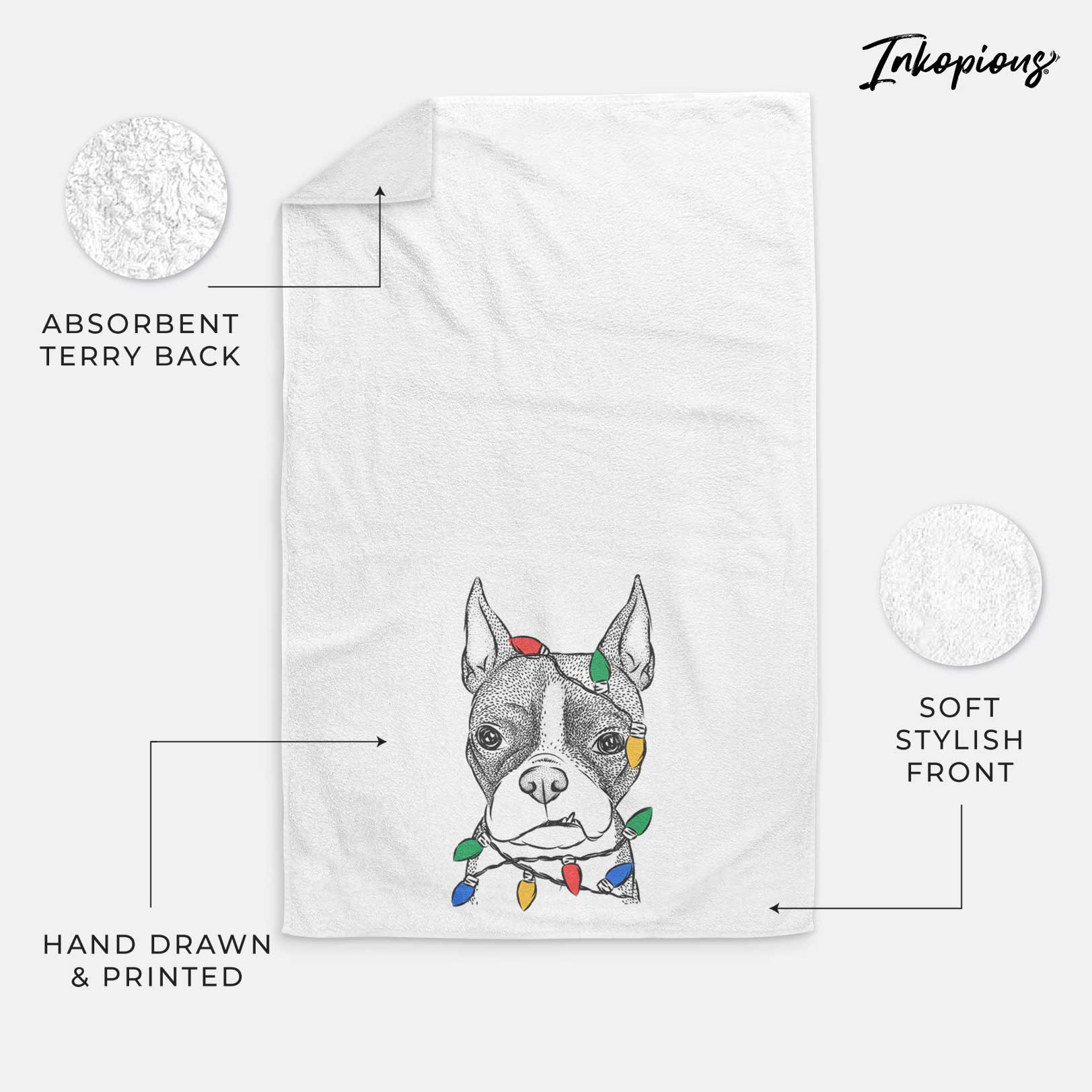 Bean the Boston Terrier Decorative Hand Towel