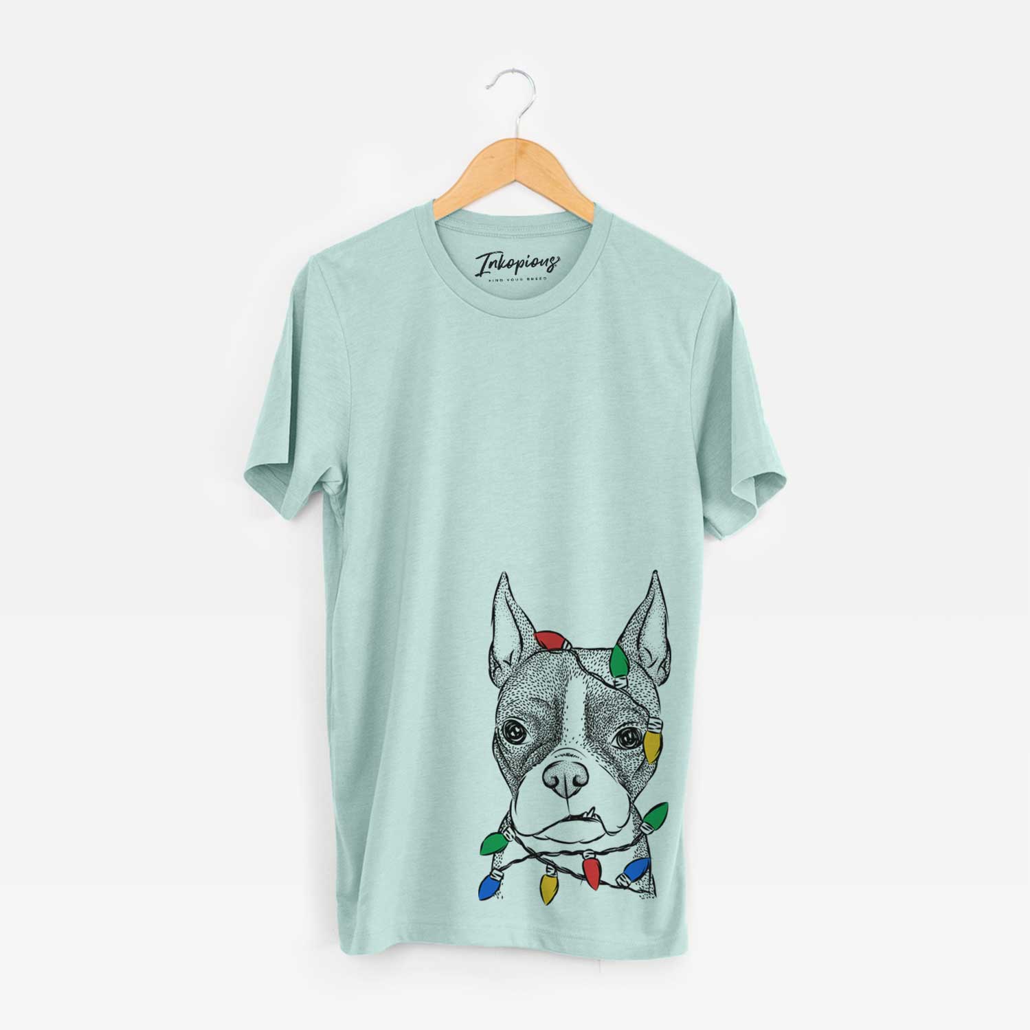 Christmas Lights Bean the Boston Terrier - Unisex Crewneck