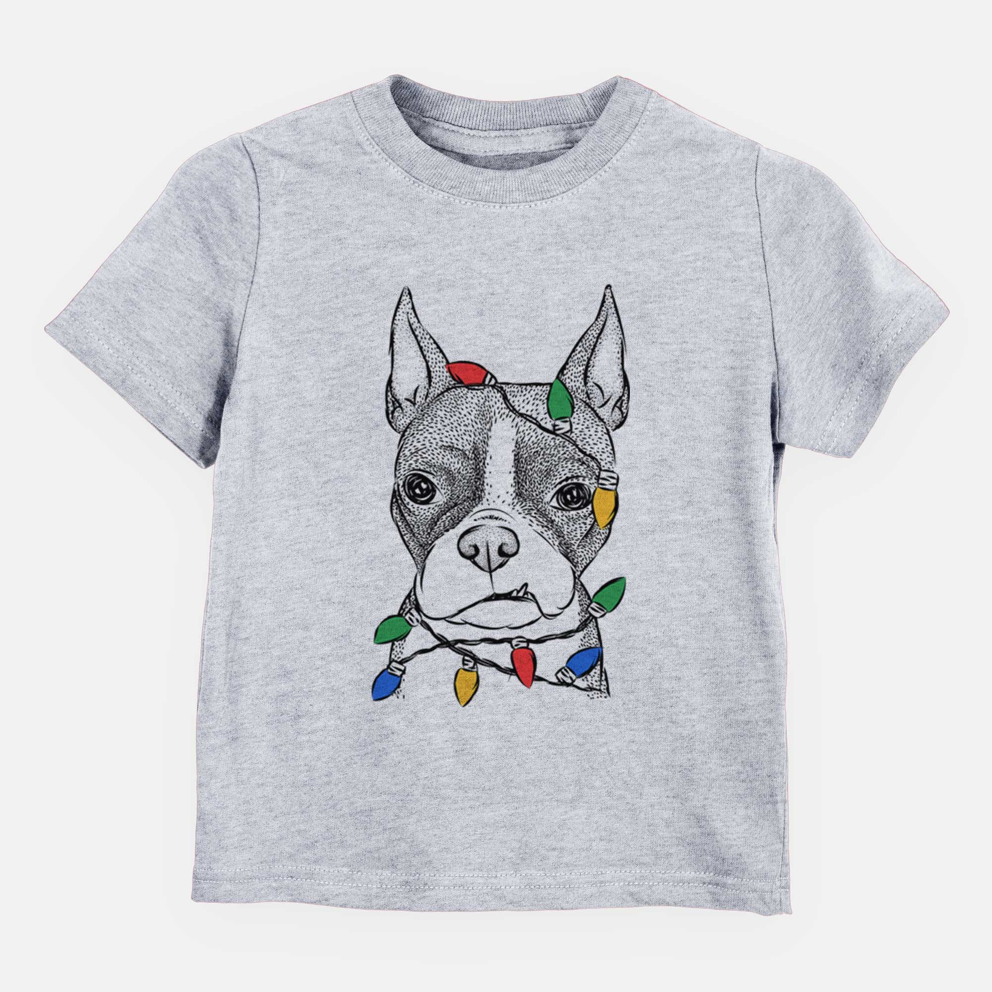 Christmas Lights Bean the Boston Terrier - Kids/Youth/Toddler Shirt