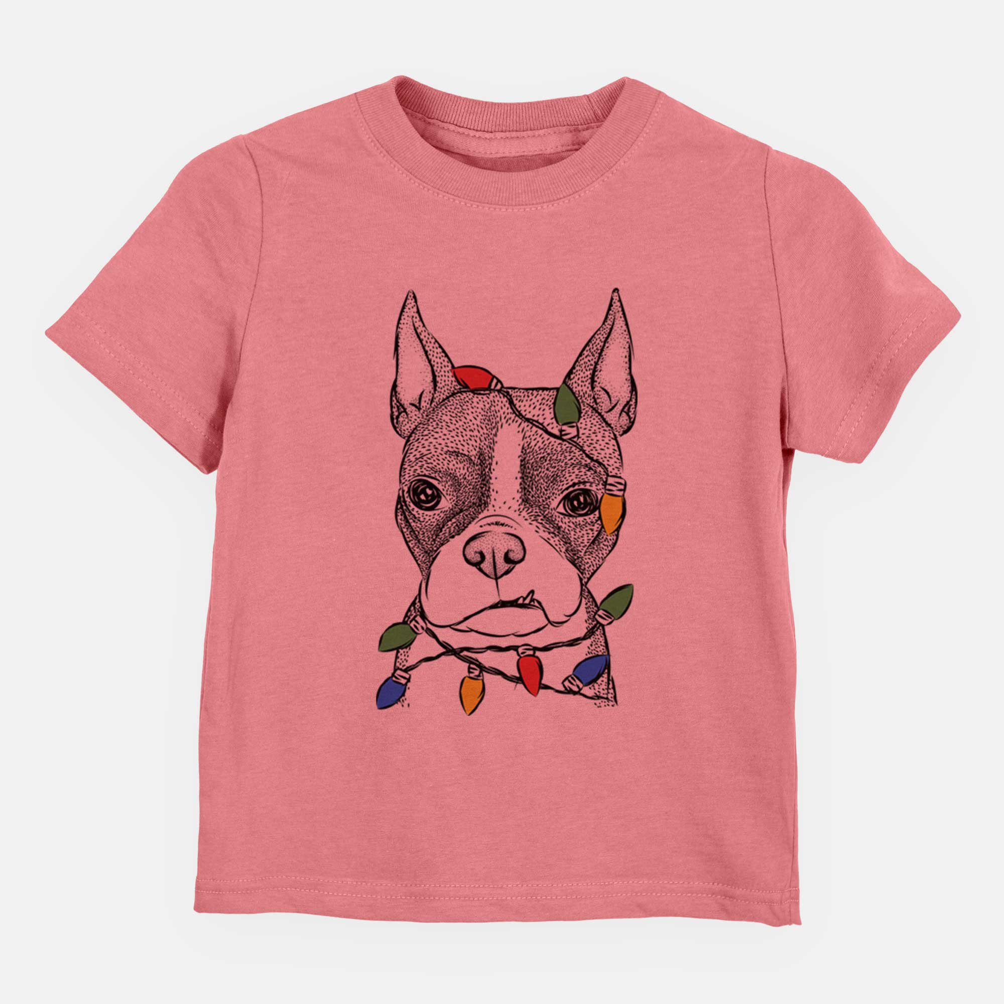 Christmas Lights Bean the Boston Terrier - Kids/Youth/Toddler Shirt