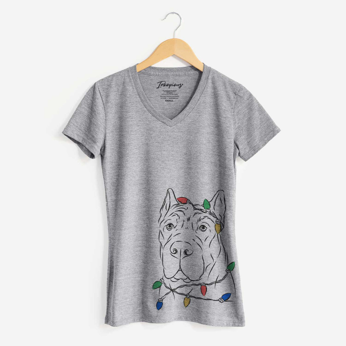 Christmas Lights Bearson the Cane Corso - Women's V-neck Shirt
