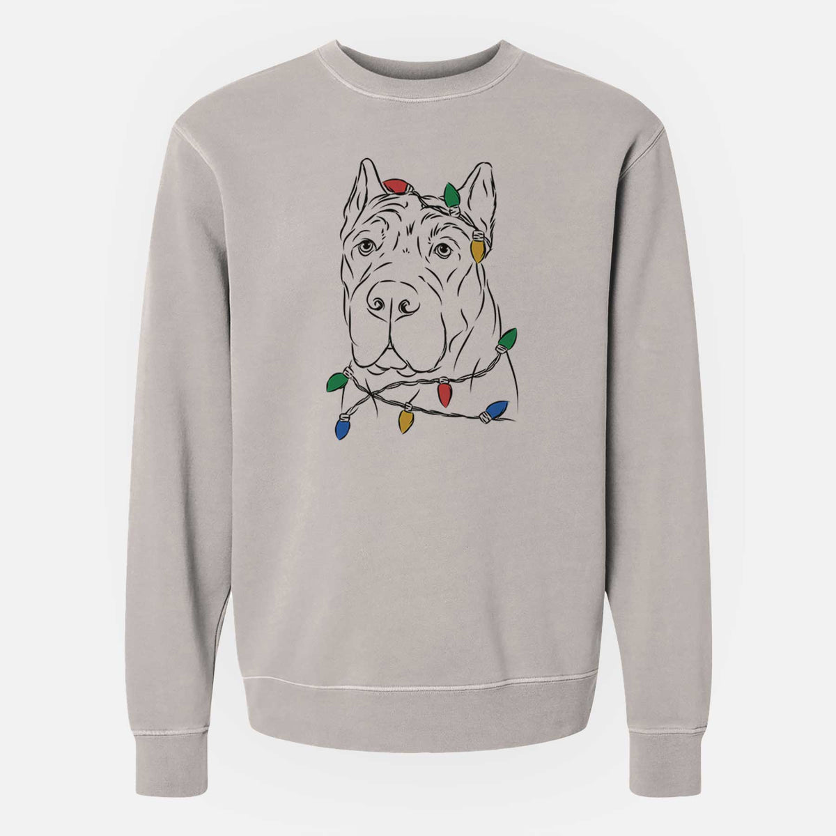 Christmas Lights Bearson the Cane Corso - Unisex Pigment Dyed Crew Sweatshirt