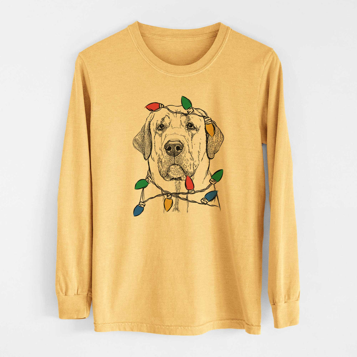 Christmas Lights Beau the Broholmer - Heavyweight 100% Cotton Long Sleeve