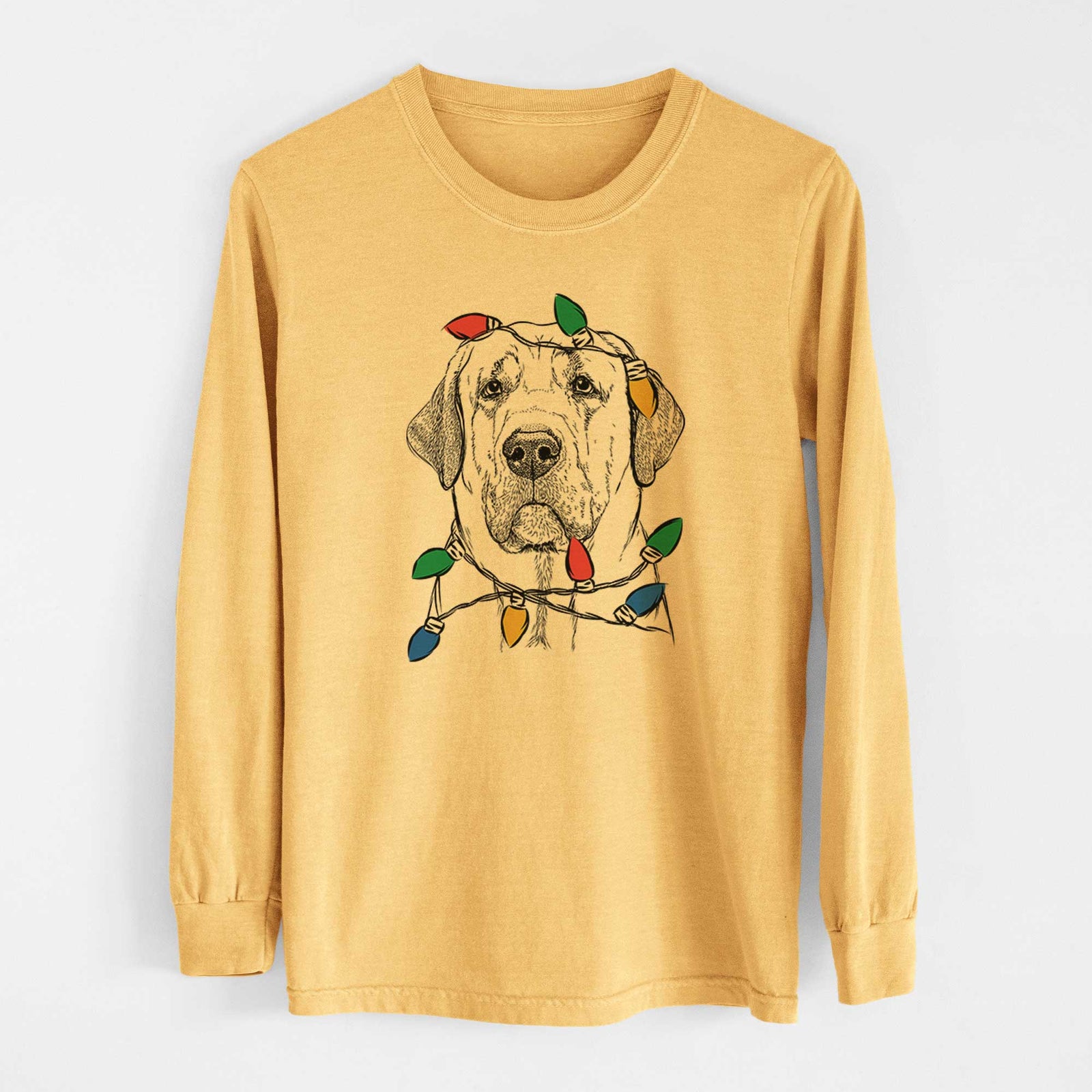 Christmas Lights Beau the Broholmer - Heavyweight 100% Cotton Long Sleeve