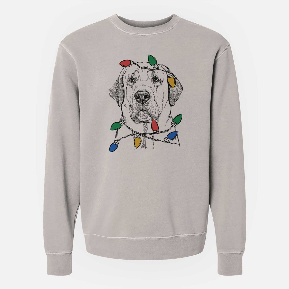 Christmas Lights Beau the Broholmer - Unisex Pigment Dyed Crew Sweatshirt