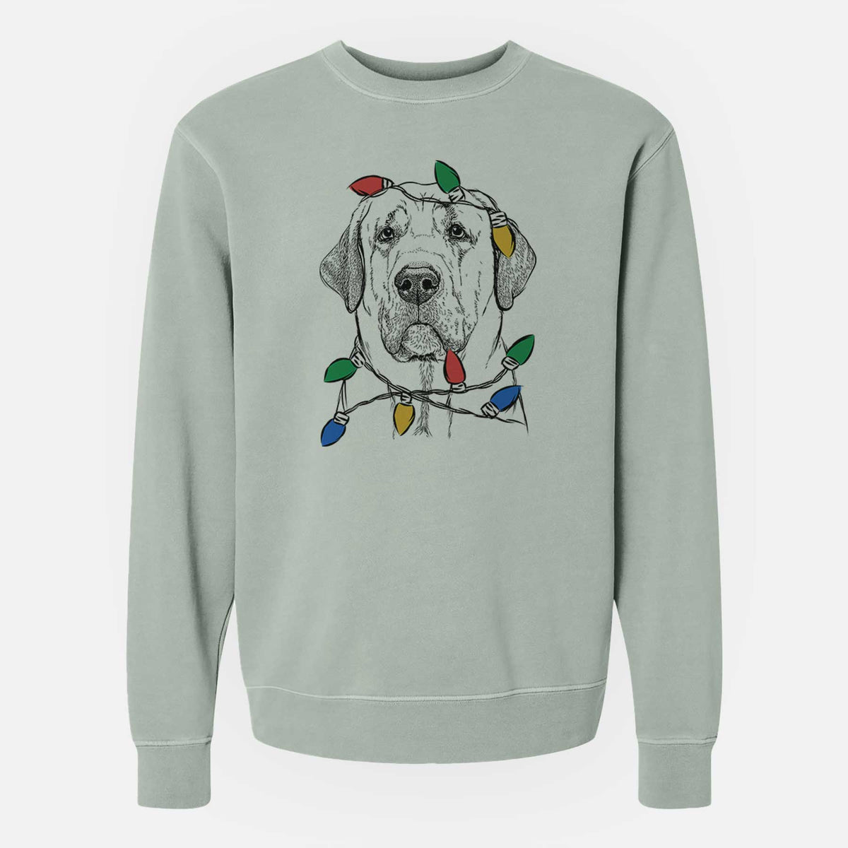 Christmas Lights Beau the Broholmer - Unisex Pigment Dyed Crew Sweatshirt