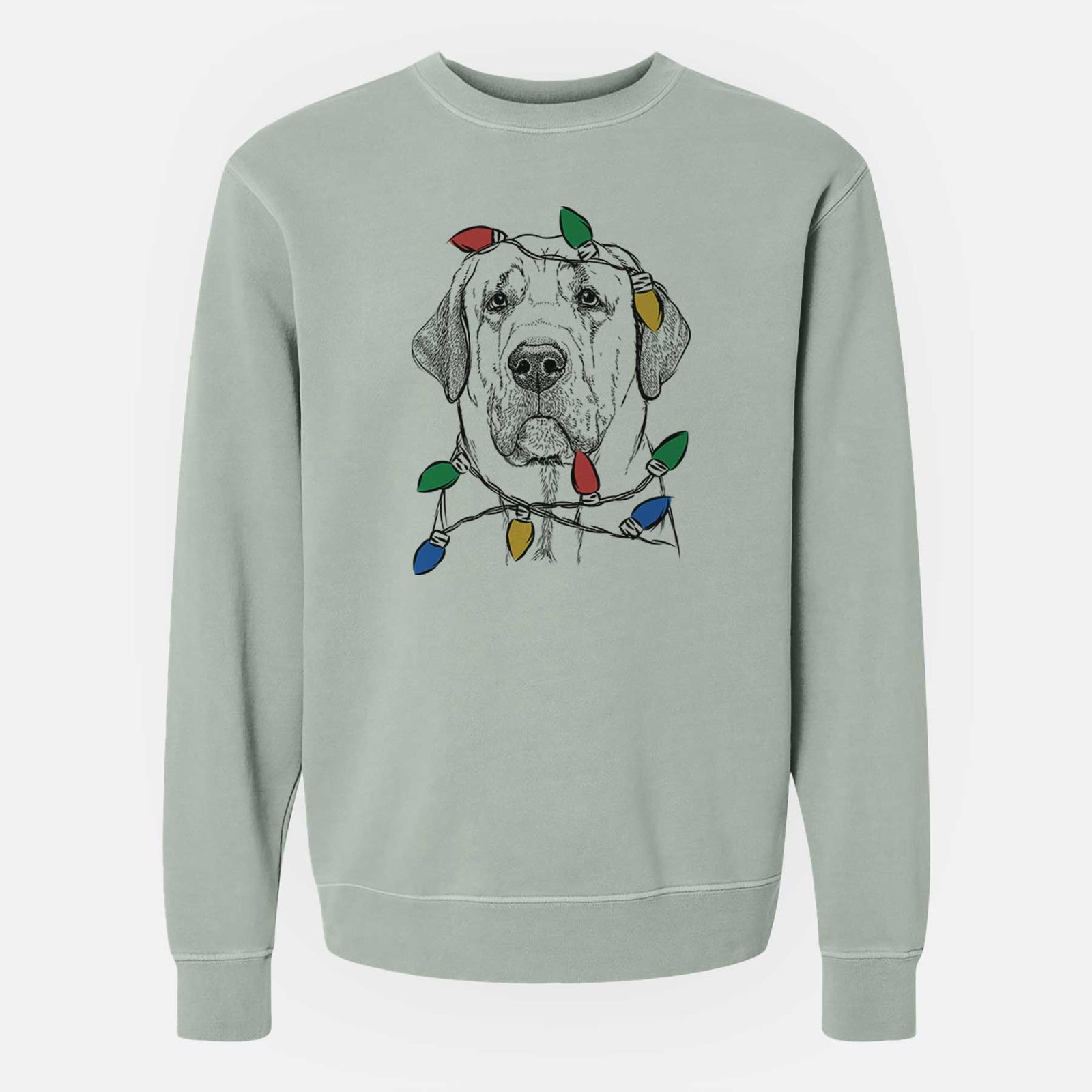 Christmas Lights Beau the Broholmer - Unisex Pigment Dyed Crew Sweatshirt