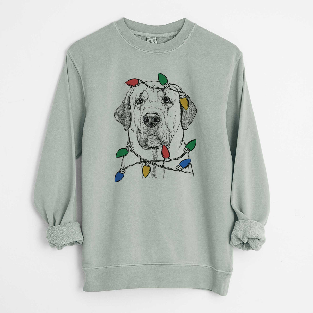 Christmas Lights Beau the Broholmer - Unisex Pigment Dyed Crew Sweatshirt