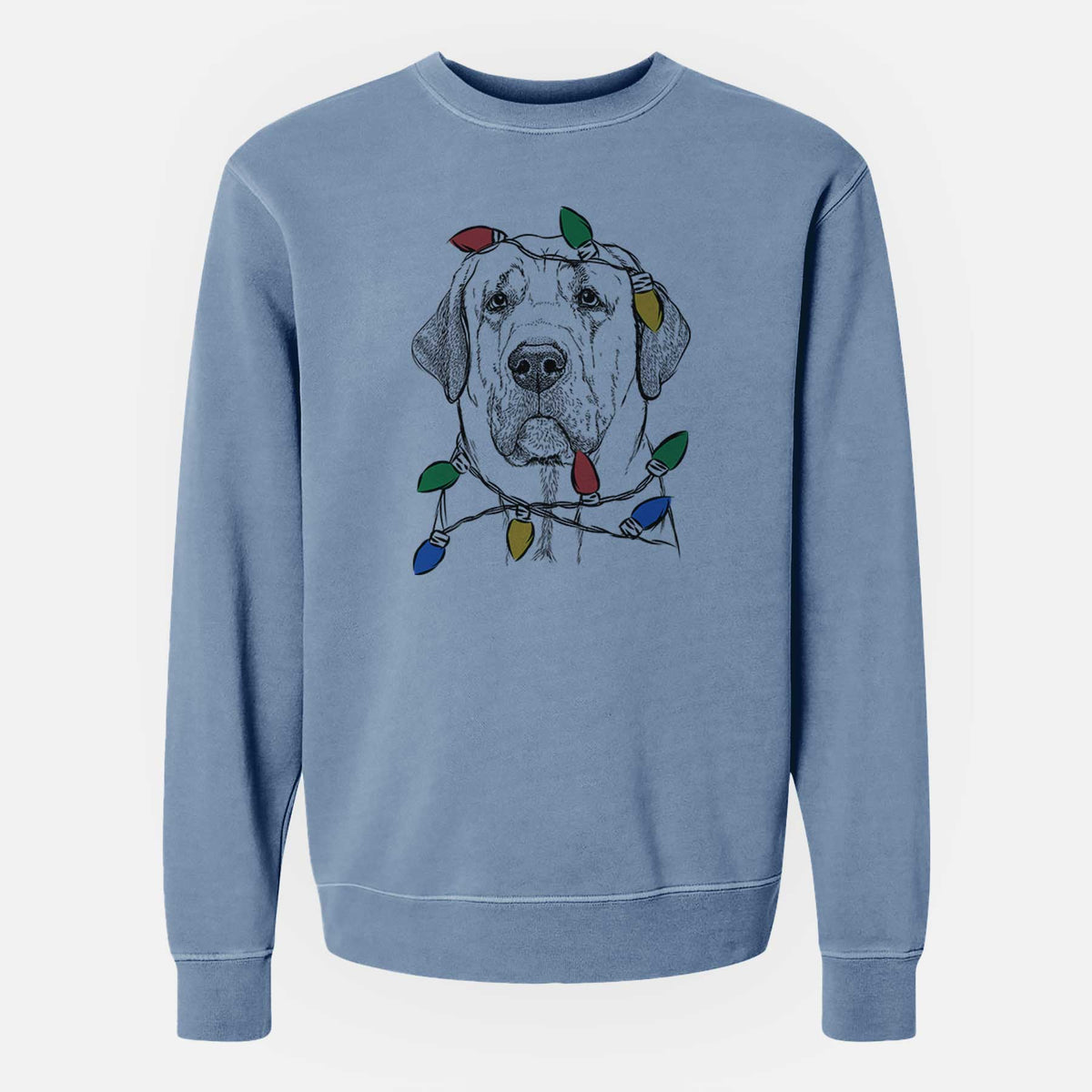 Christmas Lights Beau the Broholmer - Unisex Pigment Dyed Crew Sweatshirt