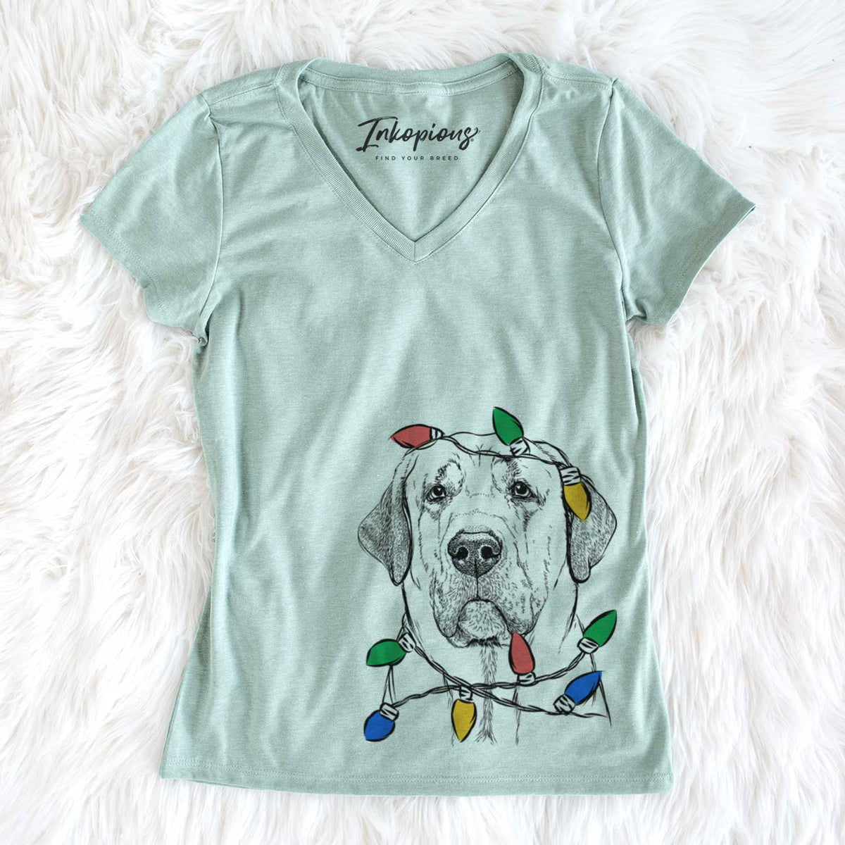 Christmas Lights Beau the Broholmer - Women's V-neck Shirt
