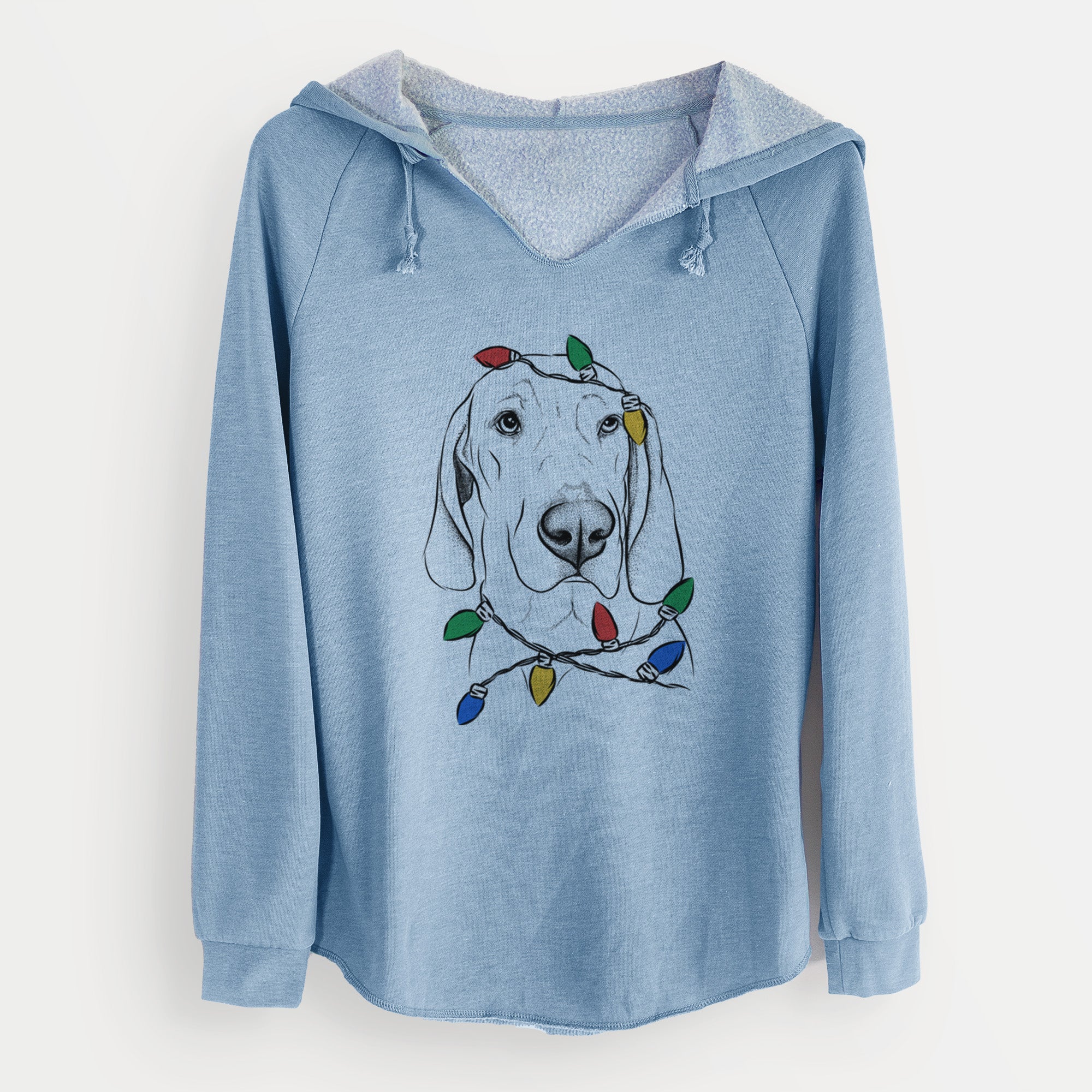 Christmas Lights Beauregard the American Redbone Coonhound - Cali Wave Hooded Sweatshirt