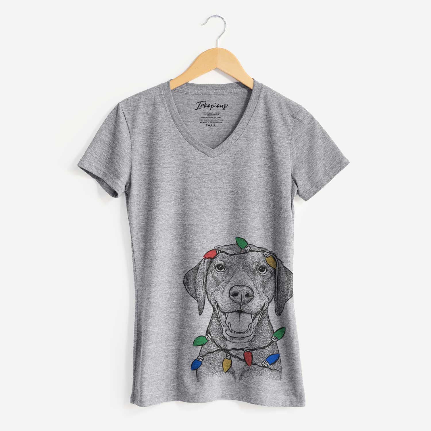 Christmas Lights Beaver the Hound Mix - Women's V-neck Shirt