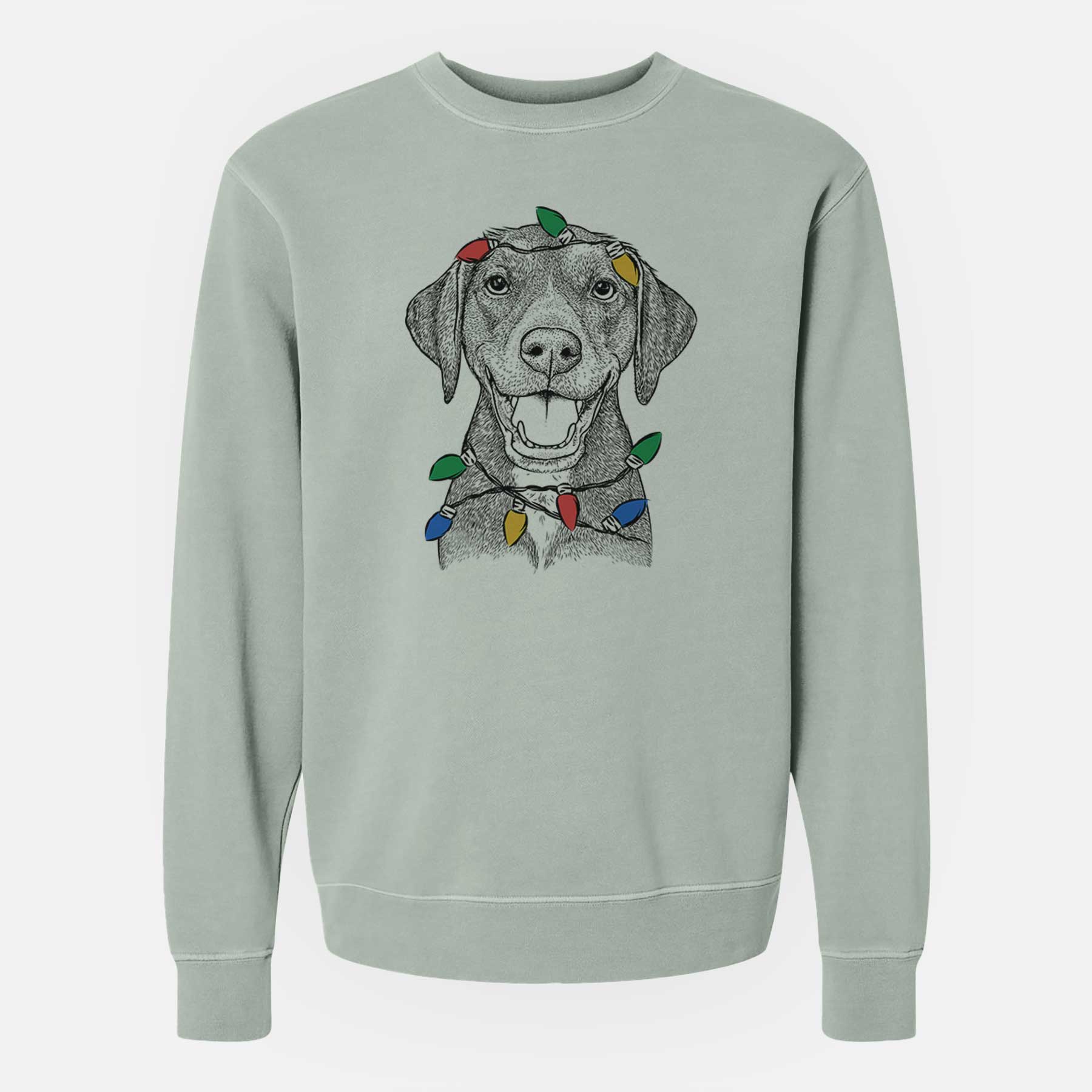 Christmas Lights Beaver the Hound Mix - Unisex Pigment Dyed Crew Sweatshirt