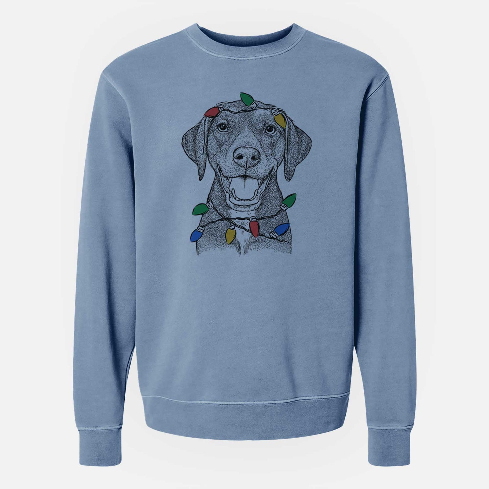 Christmas Lights Beaver the Hound Mix - Unisex Pigment Dyed Crew Sweatshirt