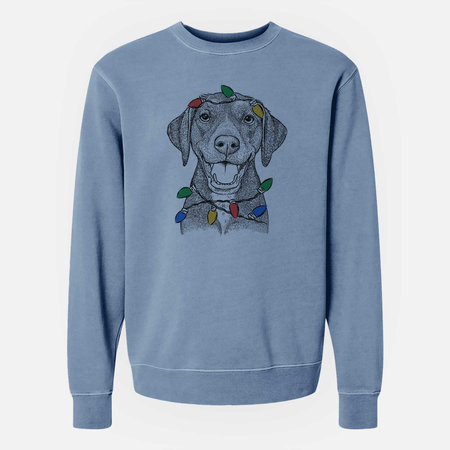 Christmas Lights Beaver the Hound Mix - Unisex Pigment Dyed Crew Sweatshirt