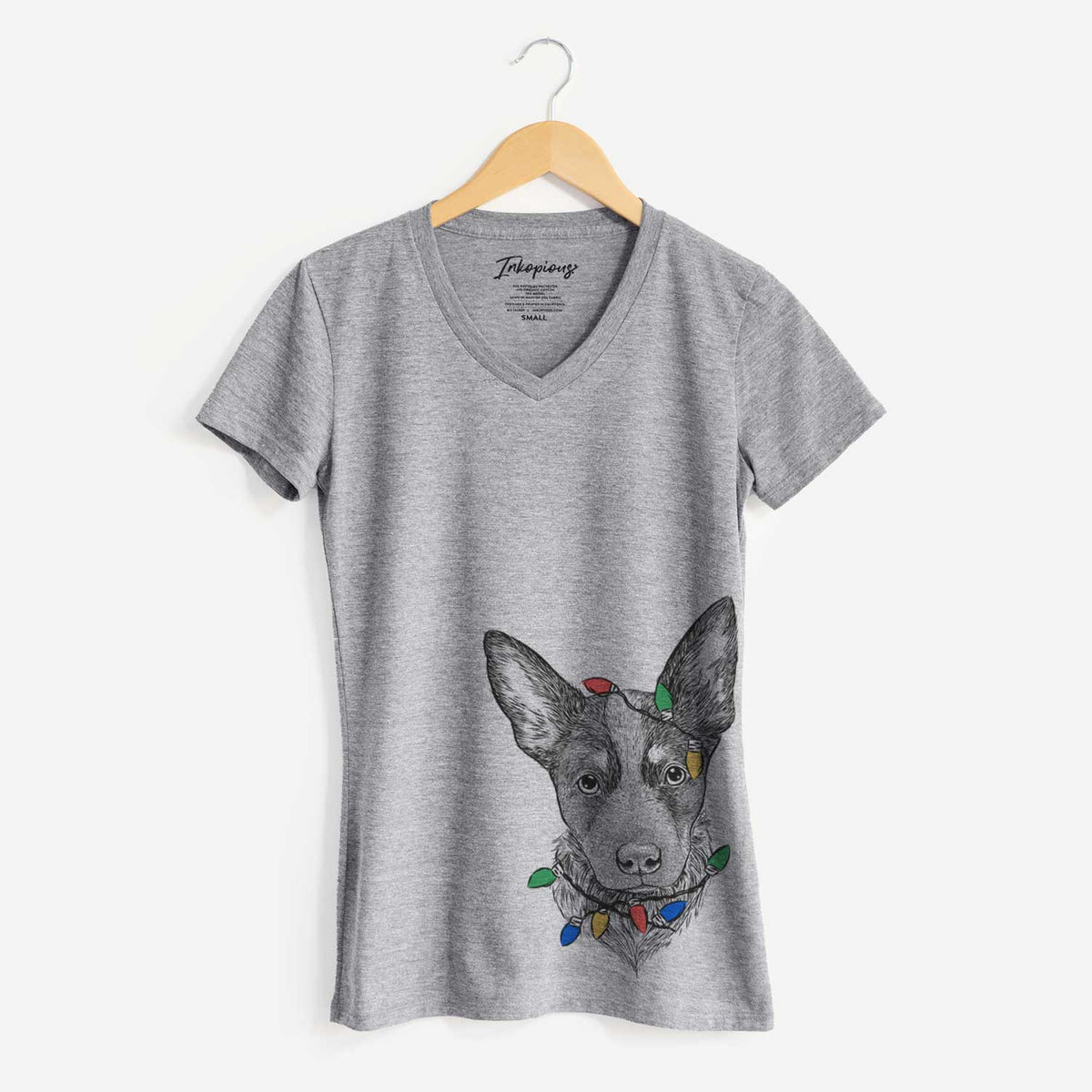 Christmas Lights Bella the Blue Heeler Puppy - Women's V-neck Shirt