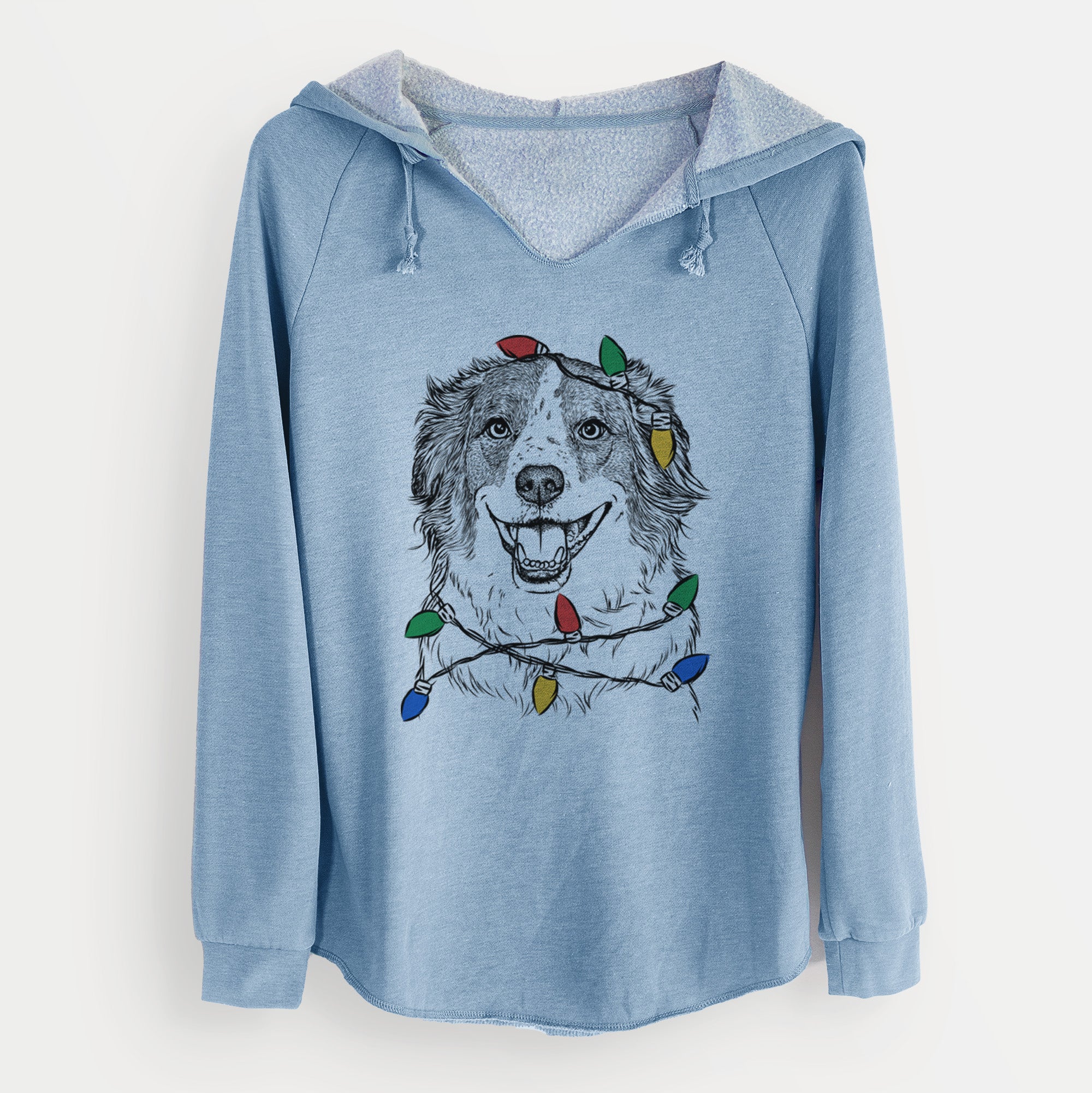 Christmas Lights Belle the Australian Shepherd Mix - Cali Wave Hooded Sweatshirt