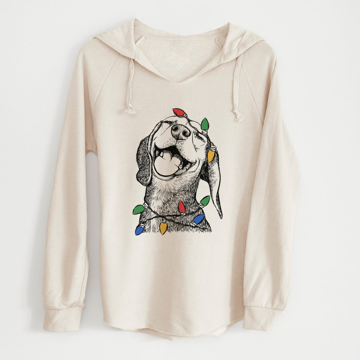Christmas Lights Belle the Hound Mix - Cali Wave Hooded Sweatshirt