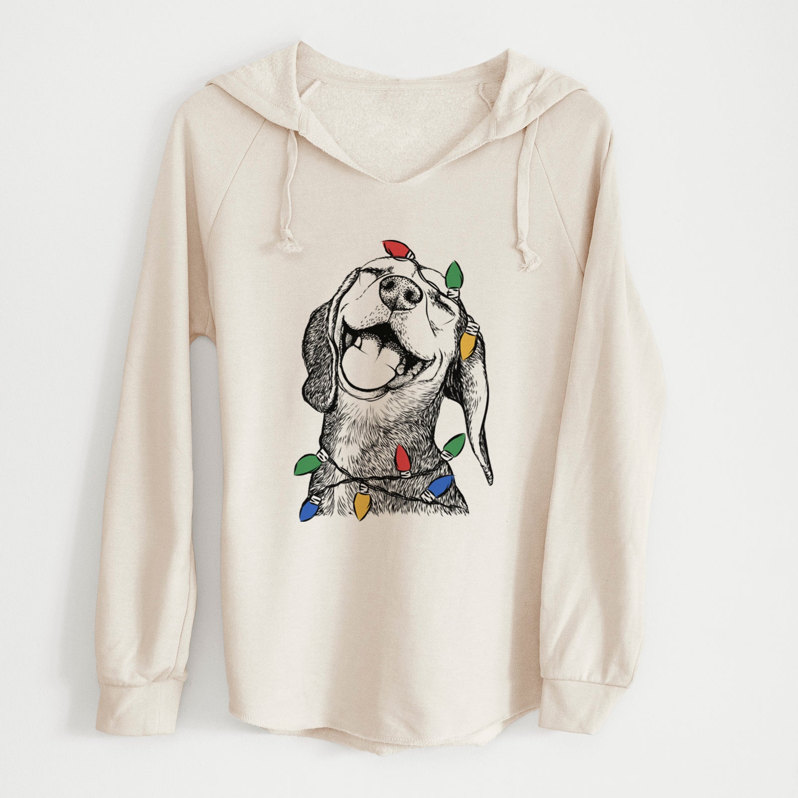 Christmas Lights Belle the Hound Mix - Cali Wave Hooded Sweatshirt