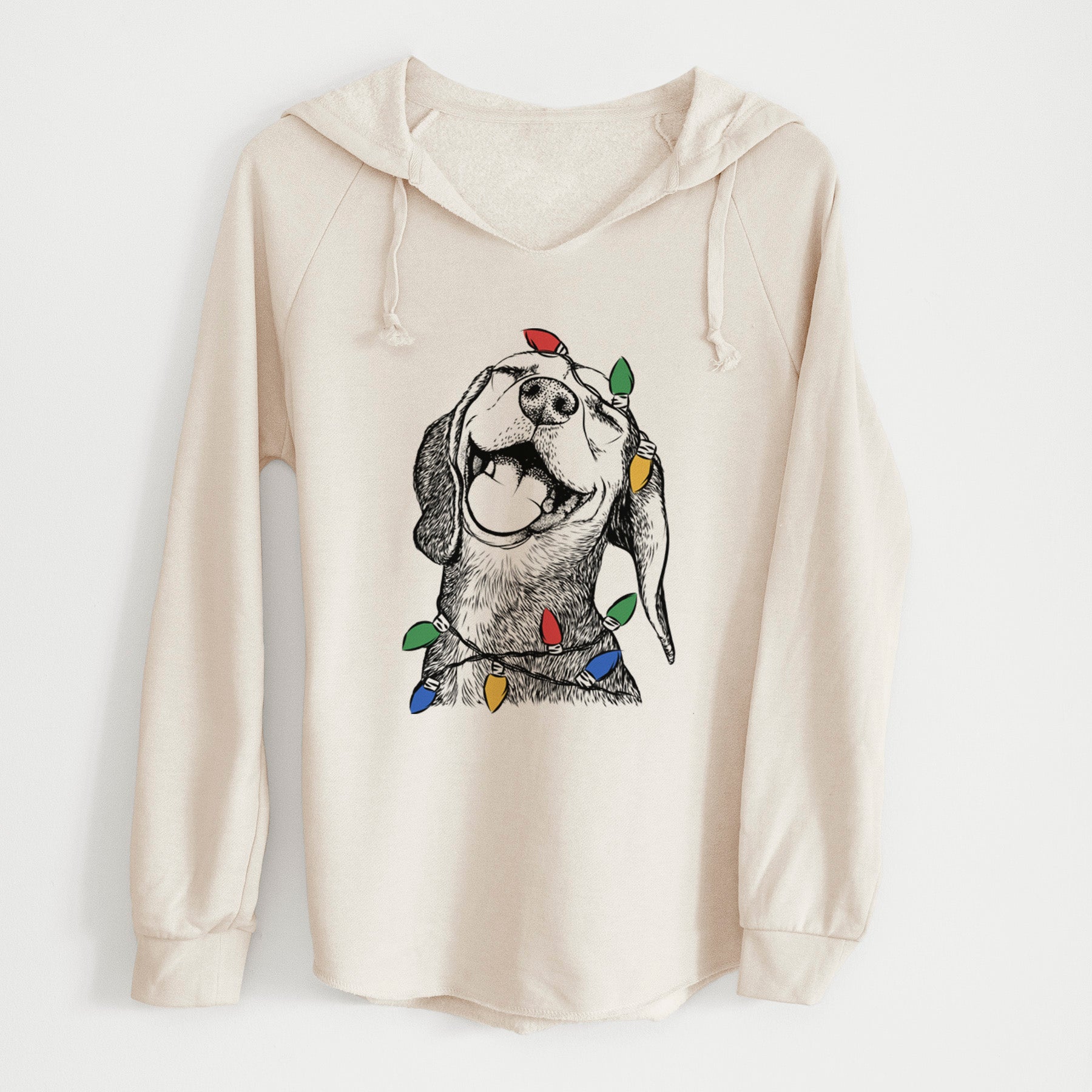 Christmas Lights Belle the Hound Mix - Cali Wave Hooded Sweatshirt