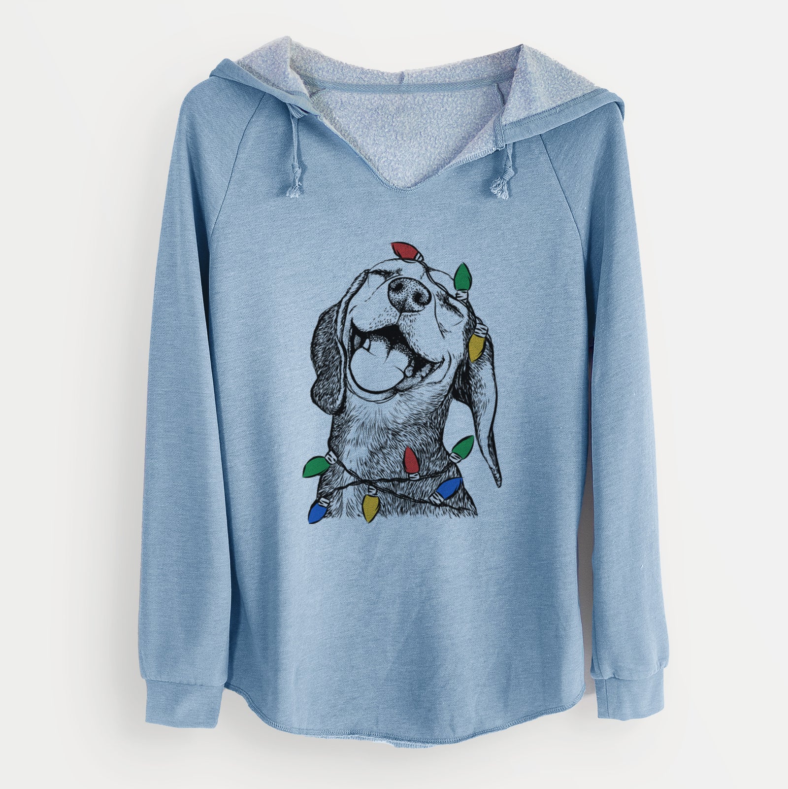 Christmas Lights Belle the Hound Mix - Cali Wave Hooded Sweatshirt