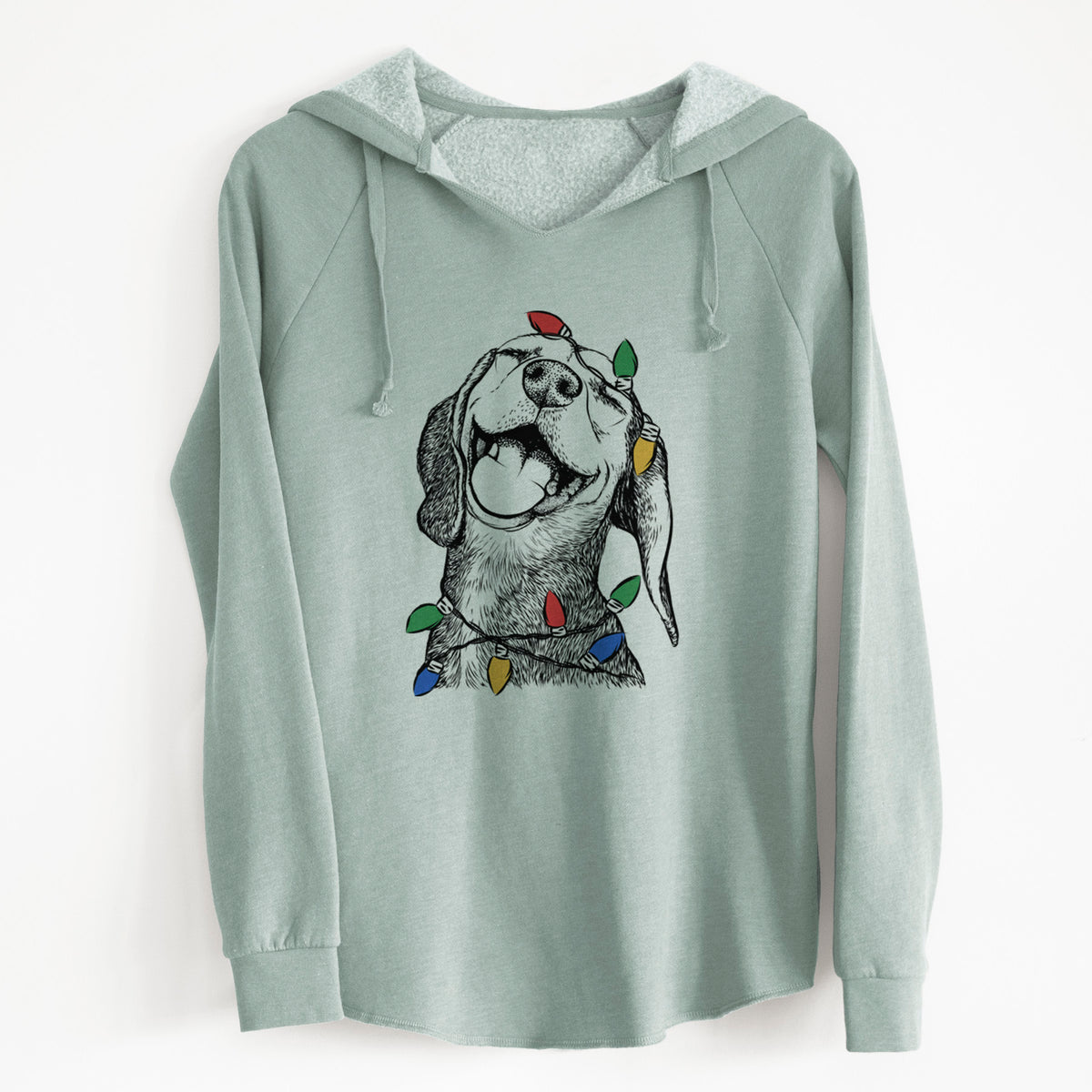 Christmas Lights Belle the Hound Mix - Cali Wave Hooded Sweatshirt