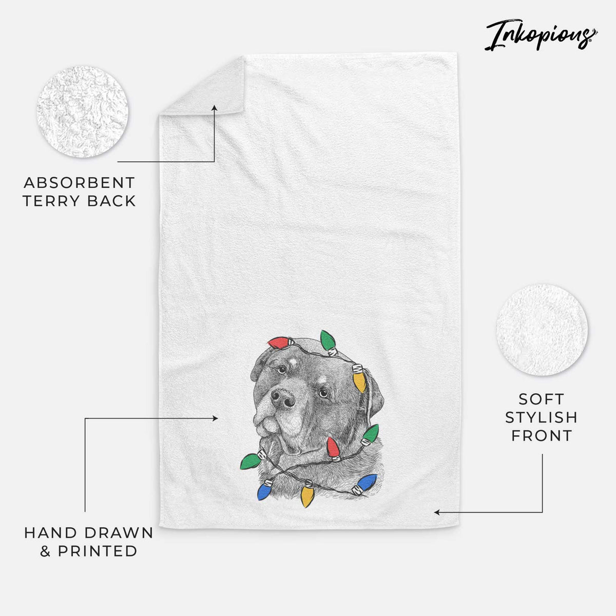 Bender the Rottweiler Decorative Hand Towel