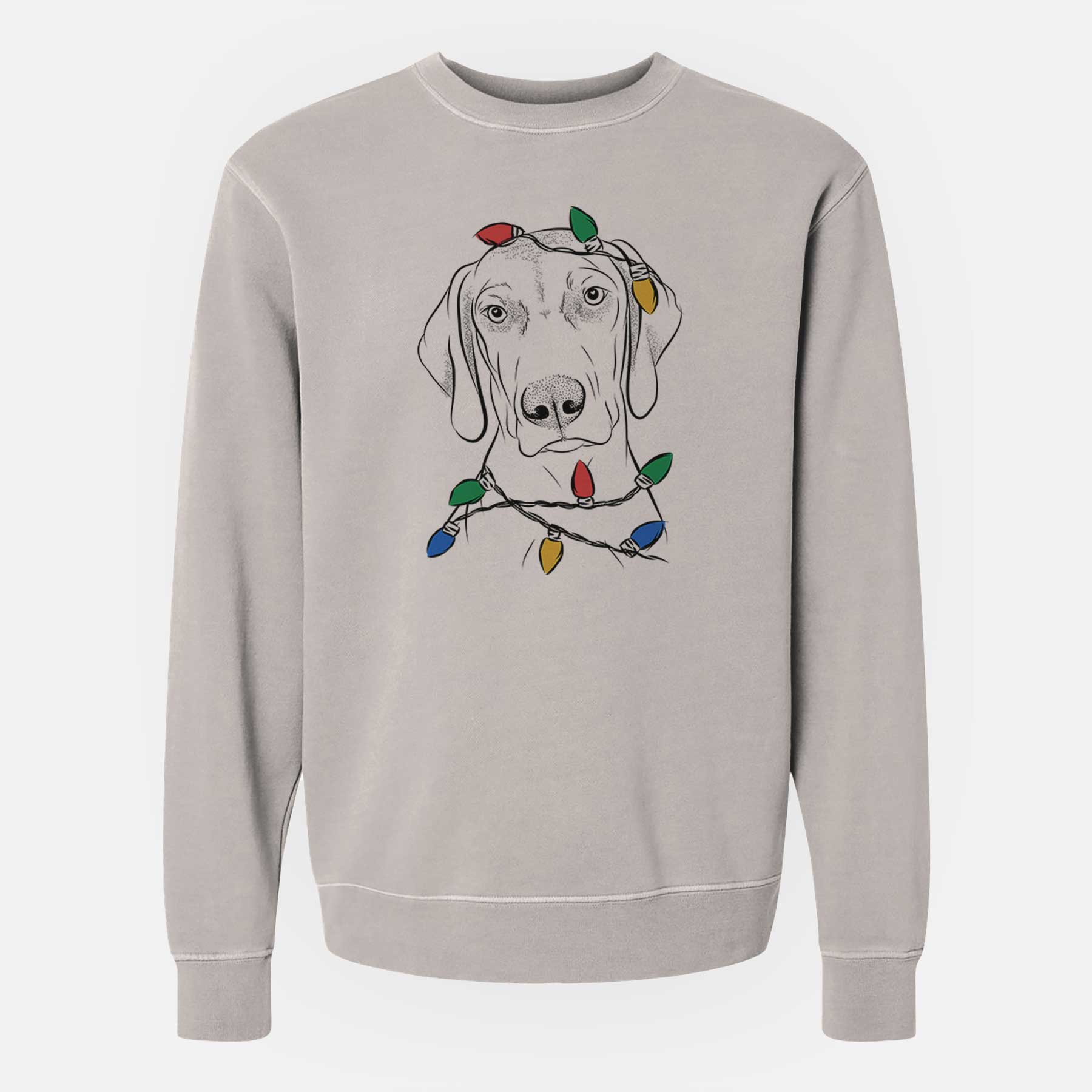 Christmas Lights Benelli the Vizsla - Unisex Pigment Dyed Crew Sweatshirt