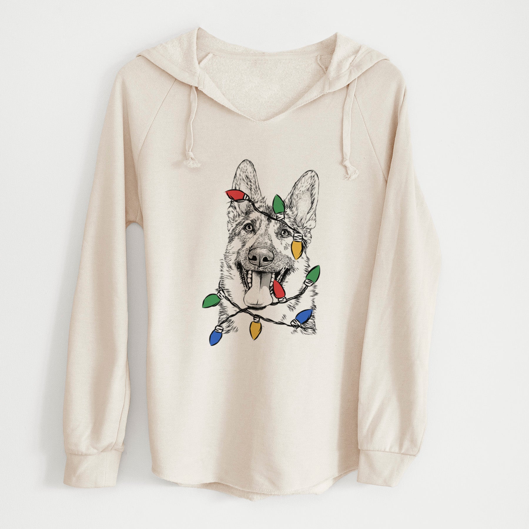 Christmas Lights Benson the German Shepherd - Cali Wave Hooded Sweatshirt