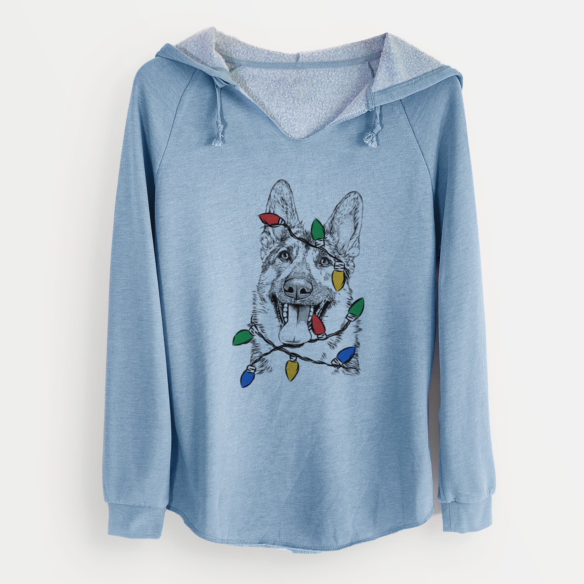 Christmas Lights Benson the German Shepherd - Cali Wave Hooded Sweatshirt