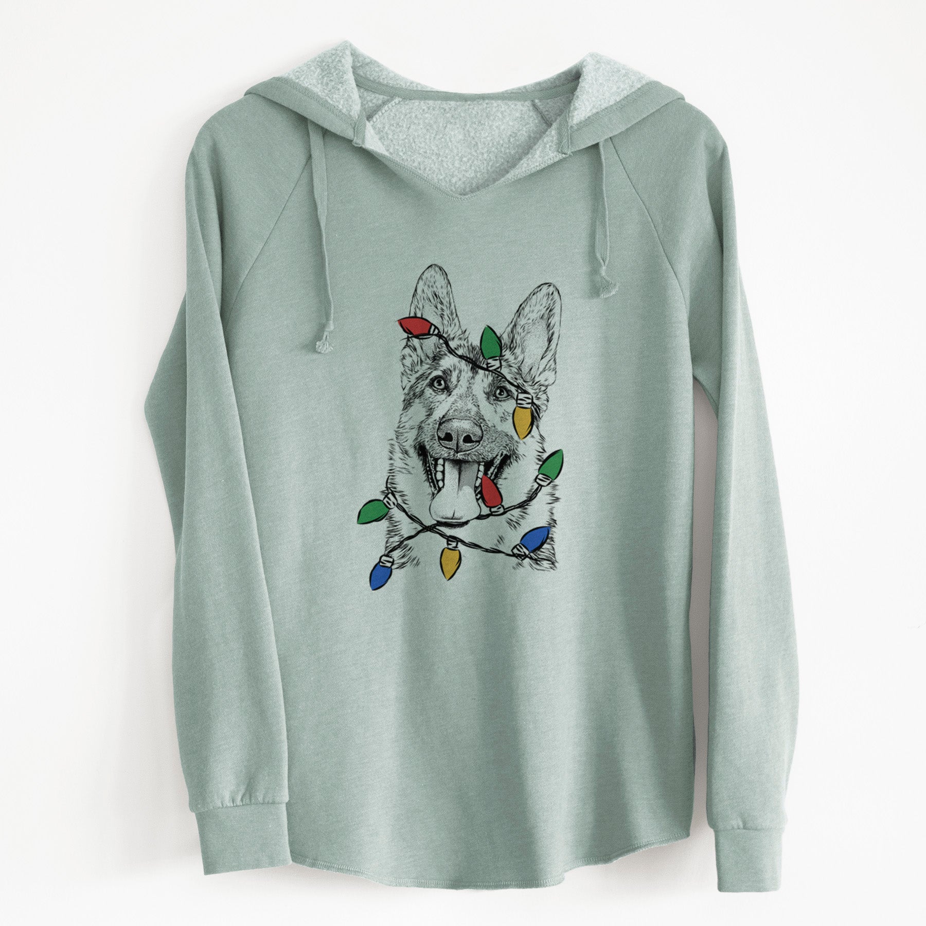 Christmas Lights Benson the German Shepherd - Cali Wave Hooded Sweatshirt