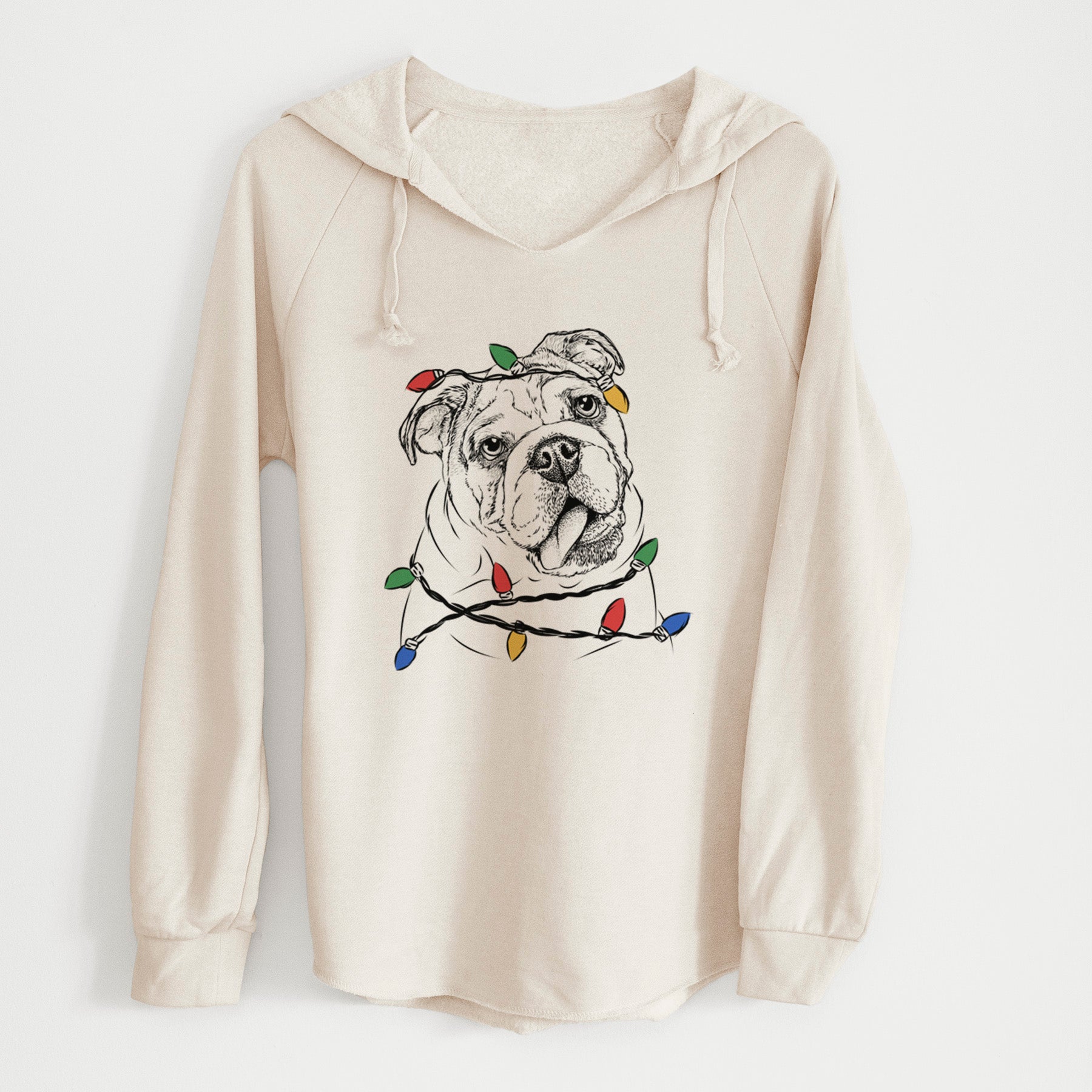 Christmas Lights Benson the English Bulldog - Cali Wave Hooded Sweatshirt