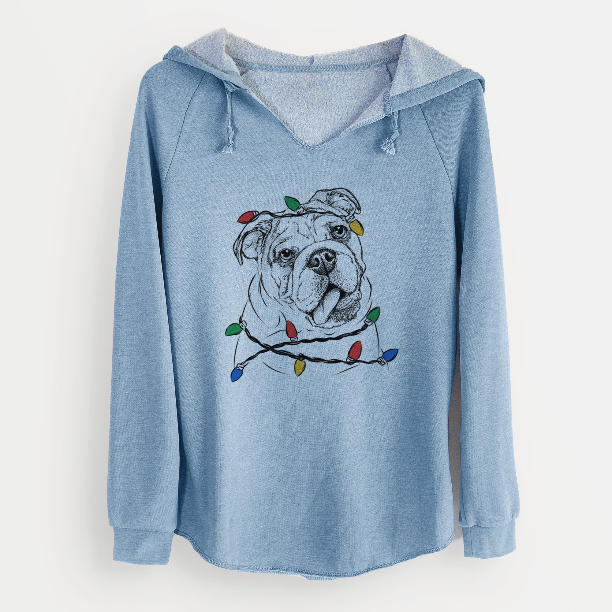 Christmas Lights Benson the English Bulldog - Cali Wave Hooded Sweatshirt