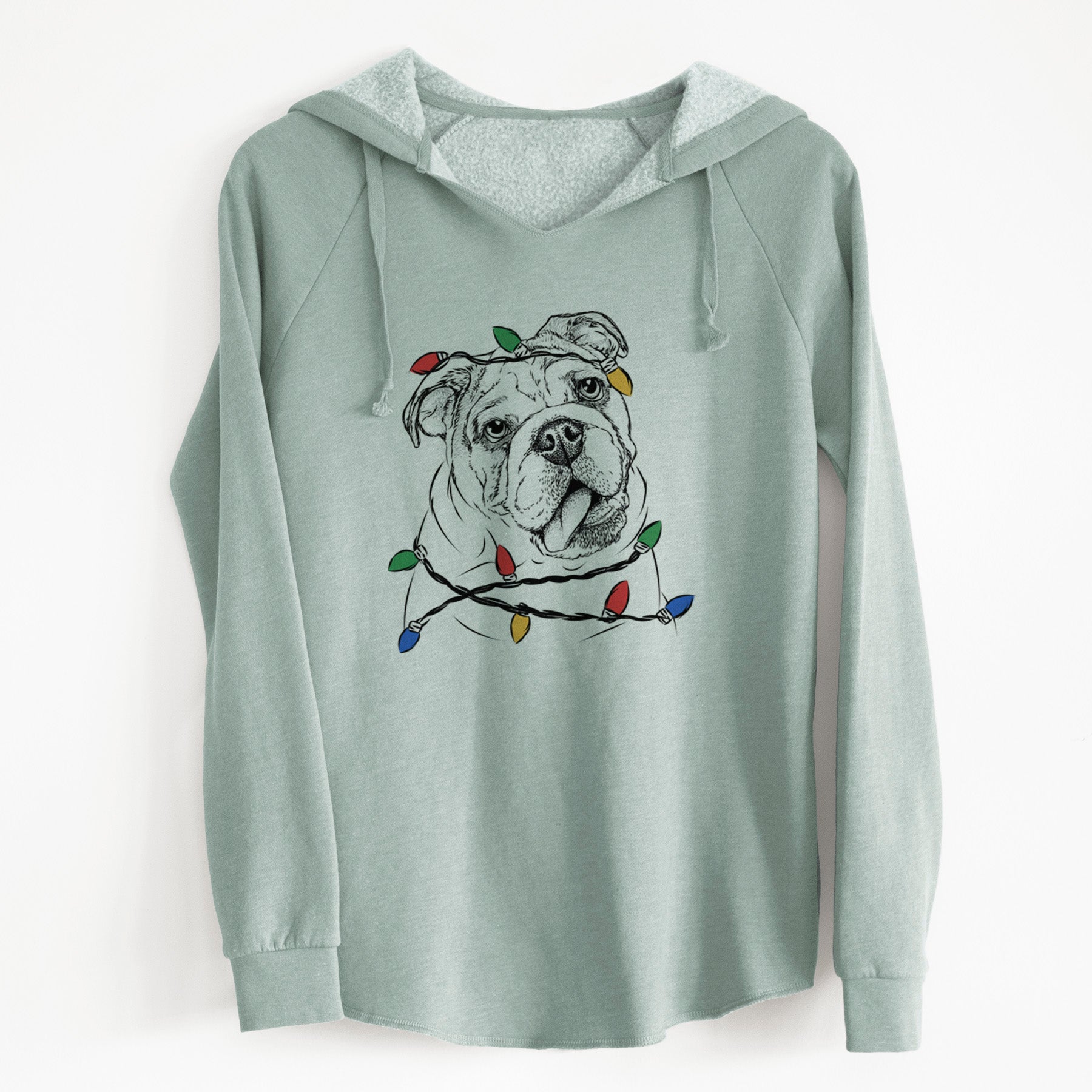 Christmas Lights Benson the English Bulldog - Cali Wave Hooded Sweatshirt