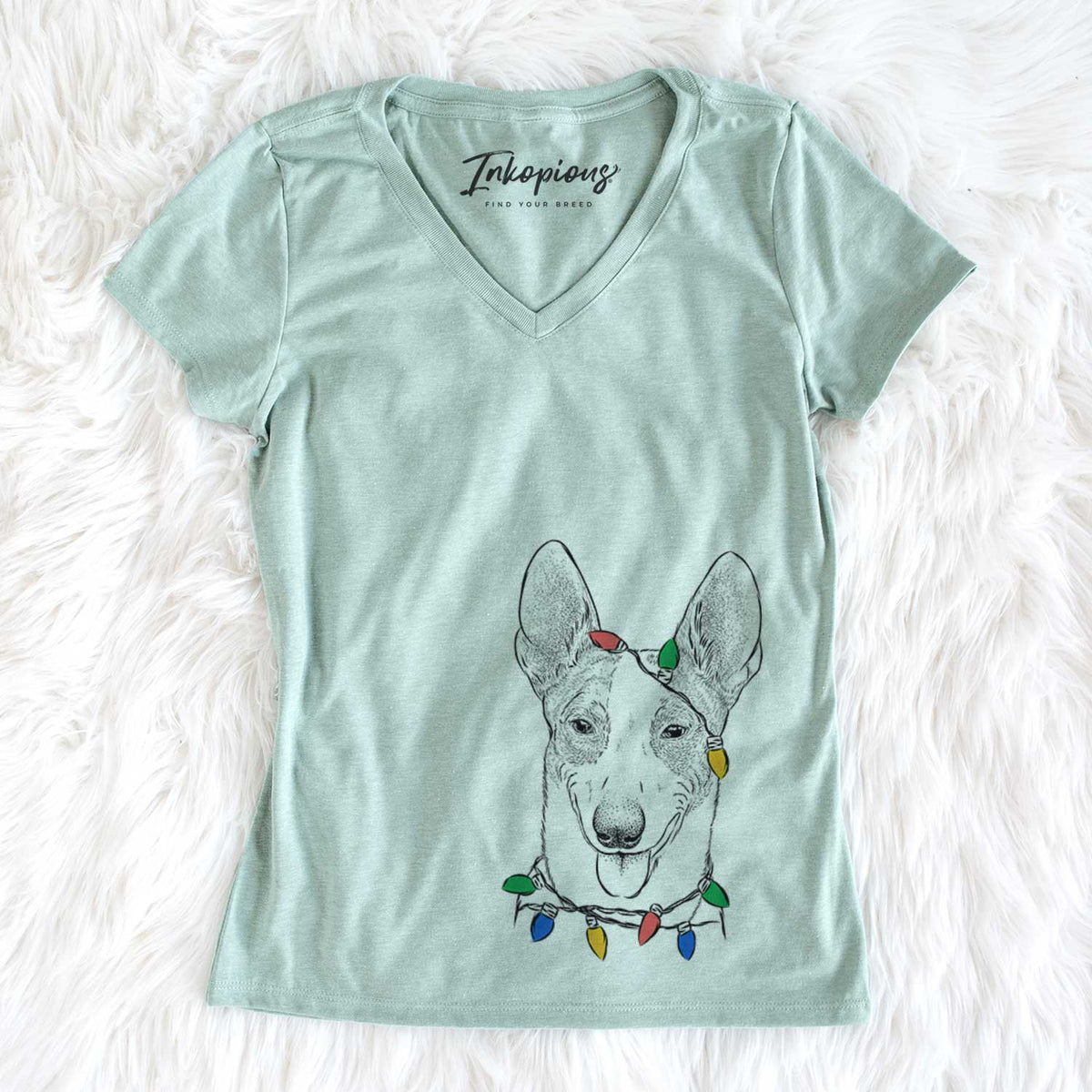 Christmas Lights Berlin the Carolina Dog - Women&#39;s V-neck Shirt