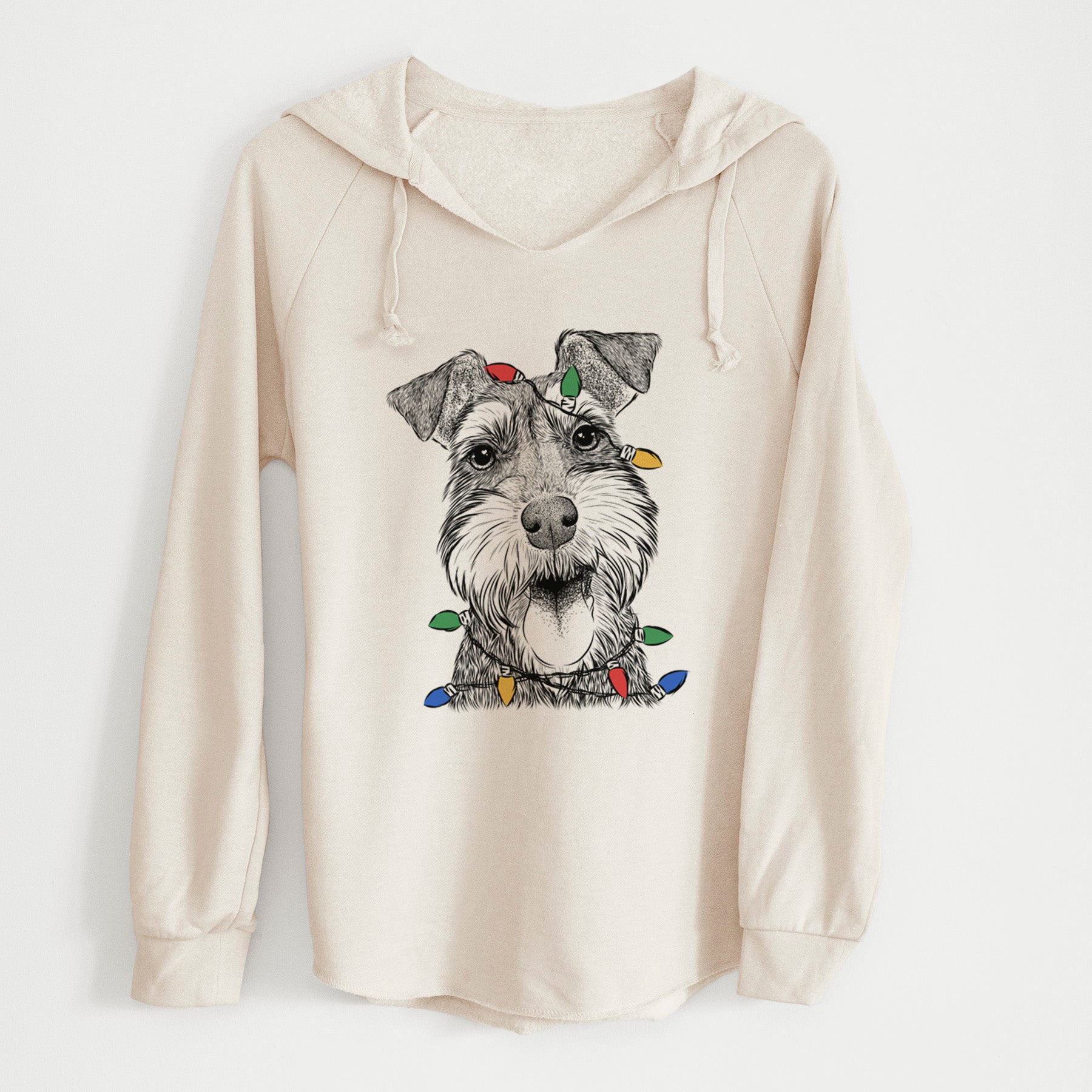 Christmas Lights Bernadette the Mini Schnauzer - Cali Wave Hooded Sweatshirt