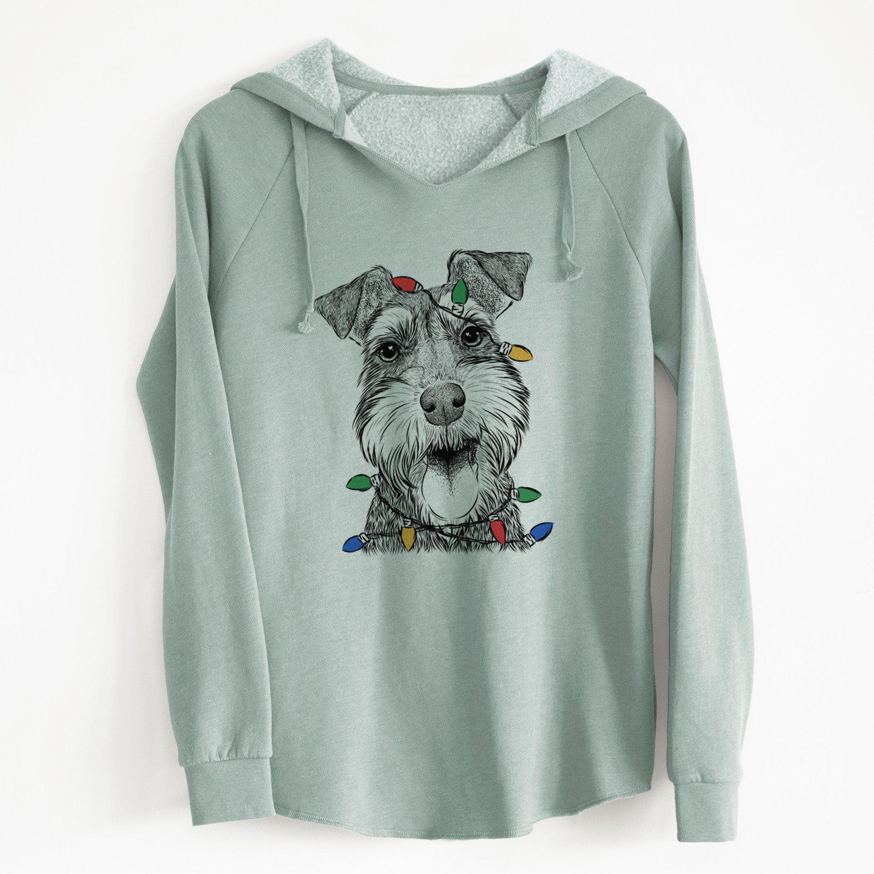 Christmas Lights Bernadette the Mini Schnauzer - Cali Wave Hooded Sweatshirt