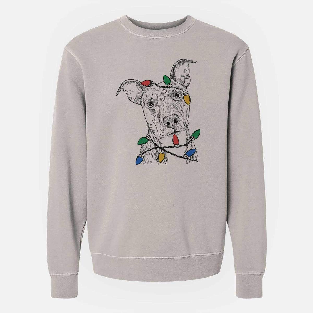 Christmas Lights Bianca the Mixed Breed - Unisex Pigment Dyed Crew Sweatshirt