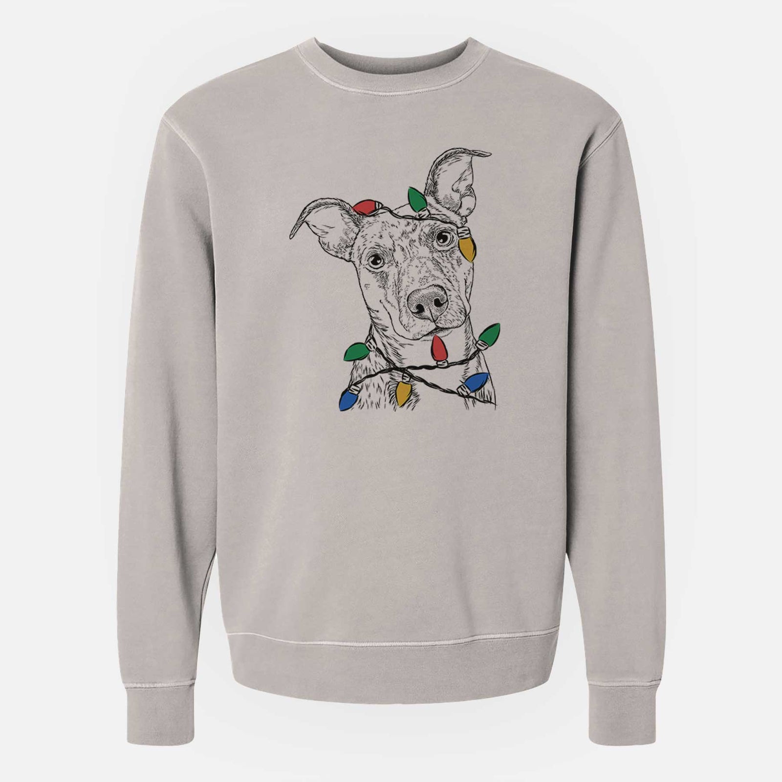 Christmas Lights Bianca the Mixed Breed - Unisex Pigment Dyed Crew Sweatshirt