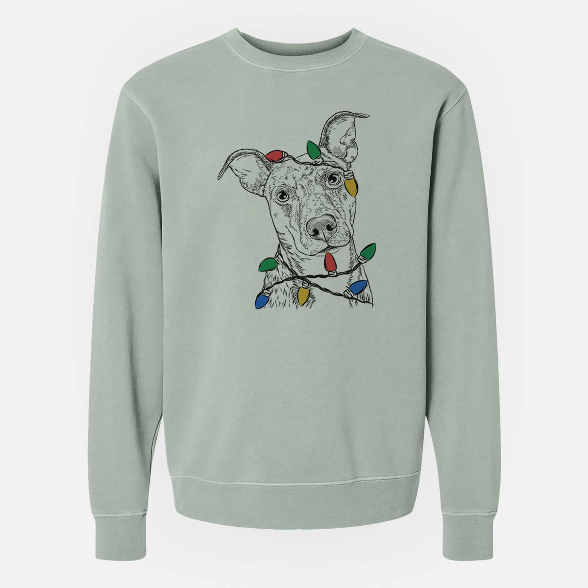 Christmas Lights Bianca the Mixed Breed - Unisex Pigment Dyed Crew Sweatshirt