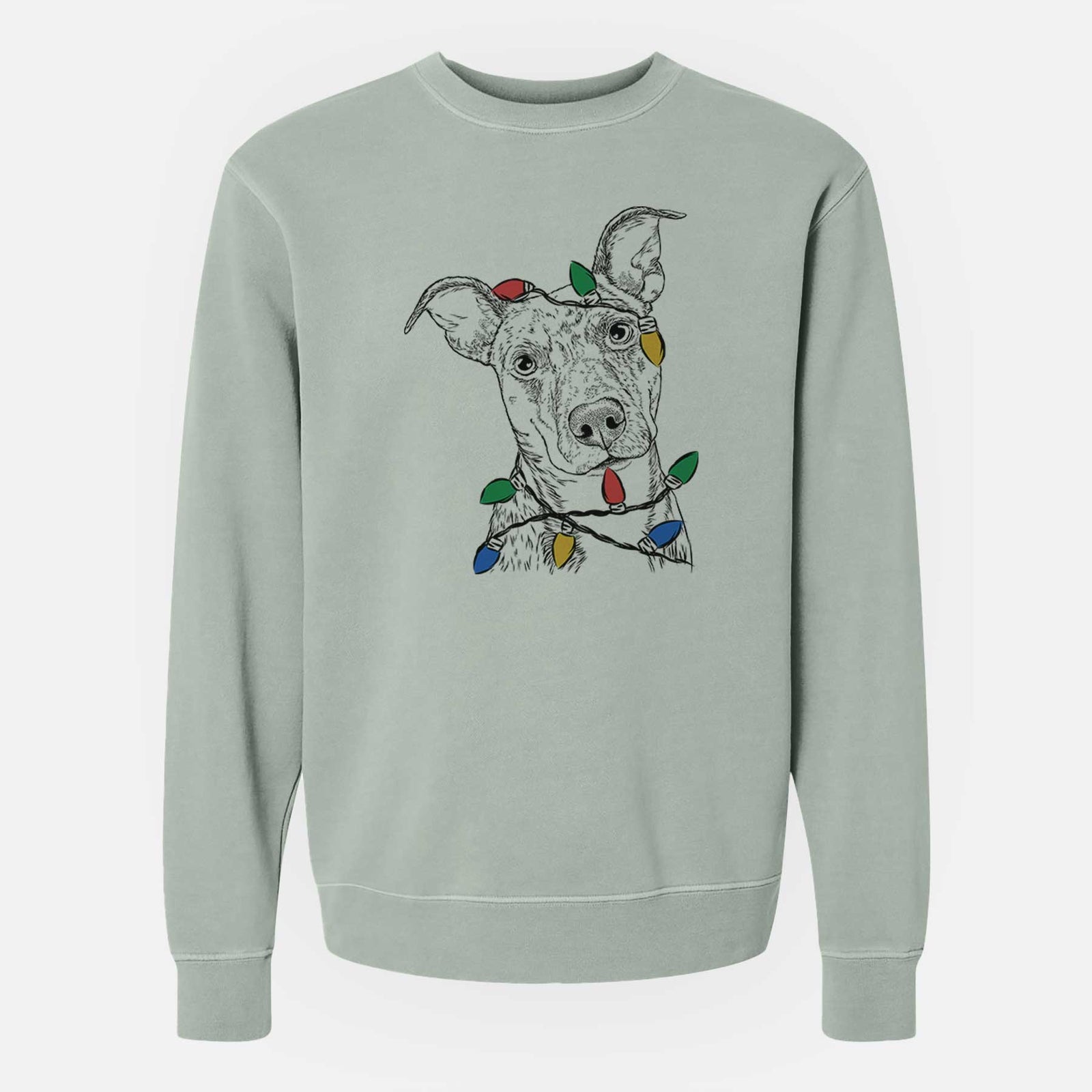 Christmas Lights Bianca the Mixed Breed - Unisex Pigment Dyed Crew Sweatshirt