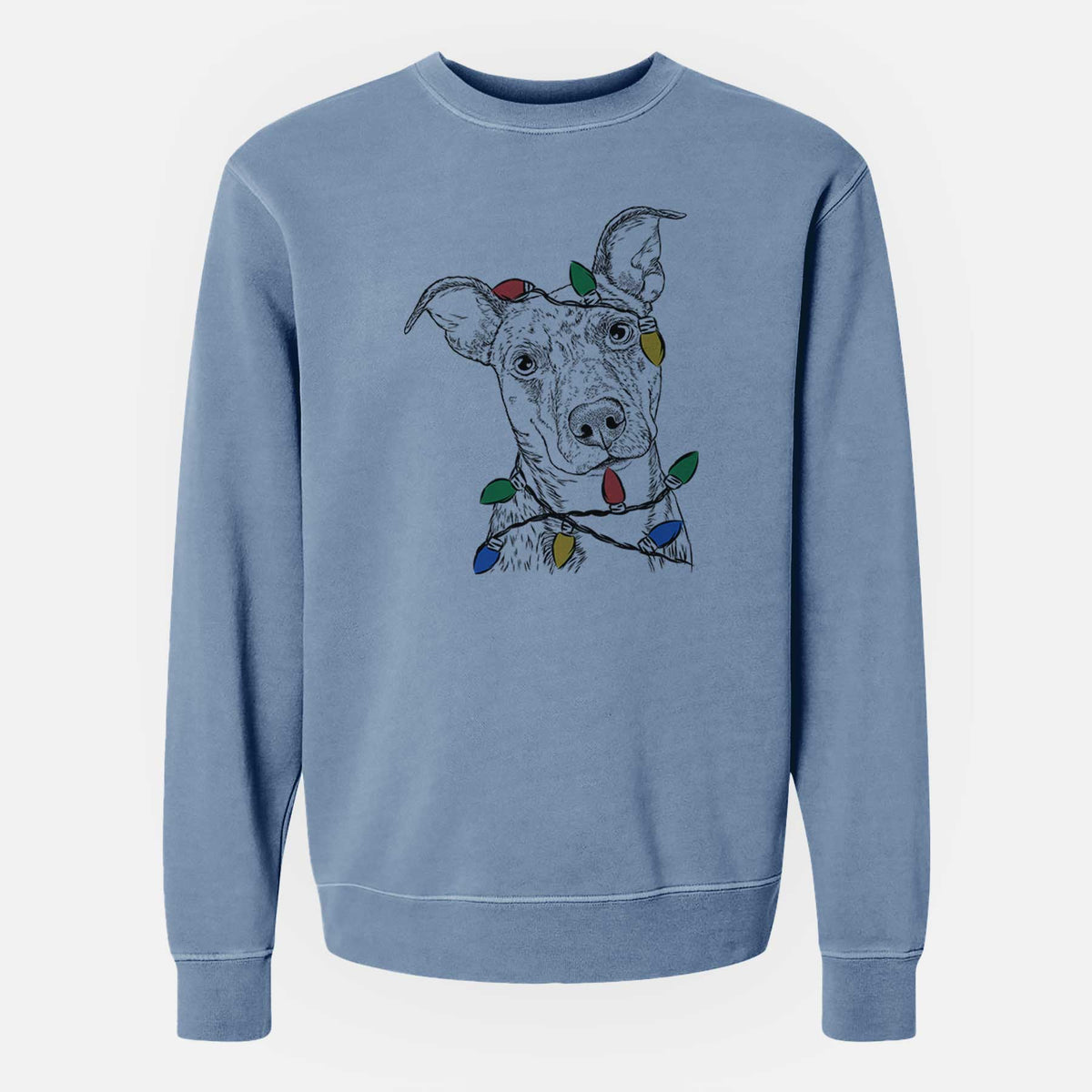 Christmas Lights Bianca the Mixed Breed - Unisex Pigment Dyed Crew Sweatshirt