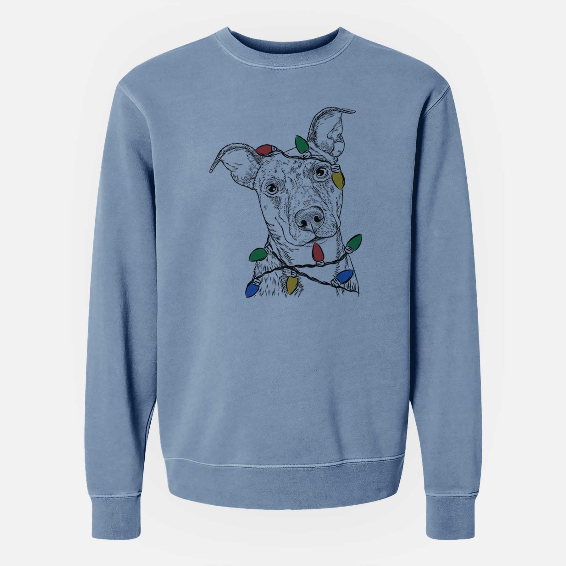 Christmas Lights Bianca the Mixed Breed - Unisex Pigment Dyed Crew Sweatshirt