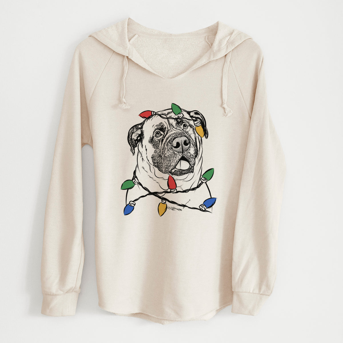 Christmas Lights Big P the English Mastiff - Cali Wave Hooded Sweatshirt