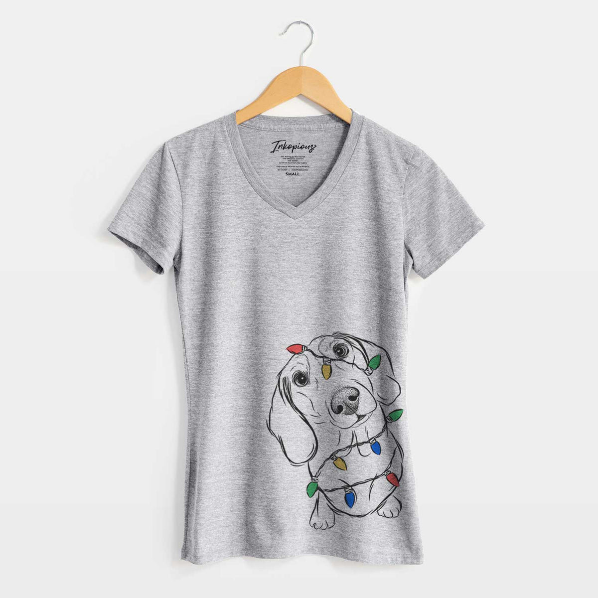 Christmas Lights Bill the Dachshund - Women's V-neck Shirt