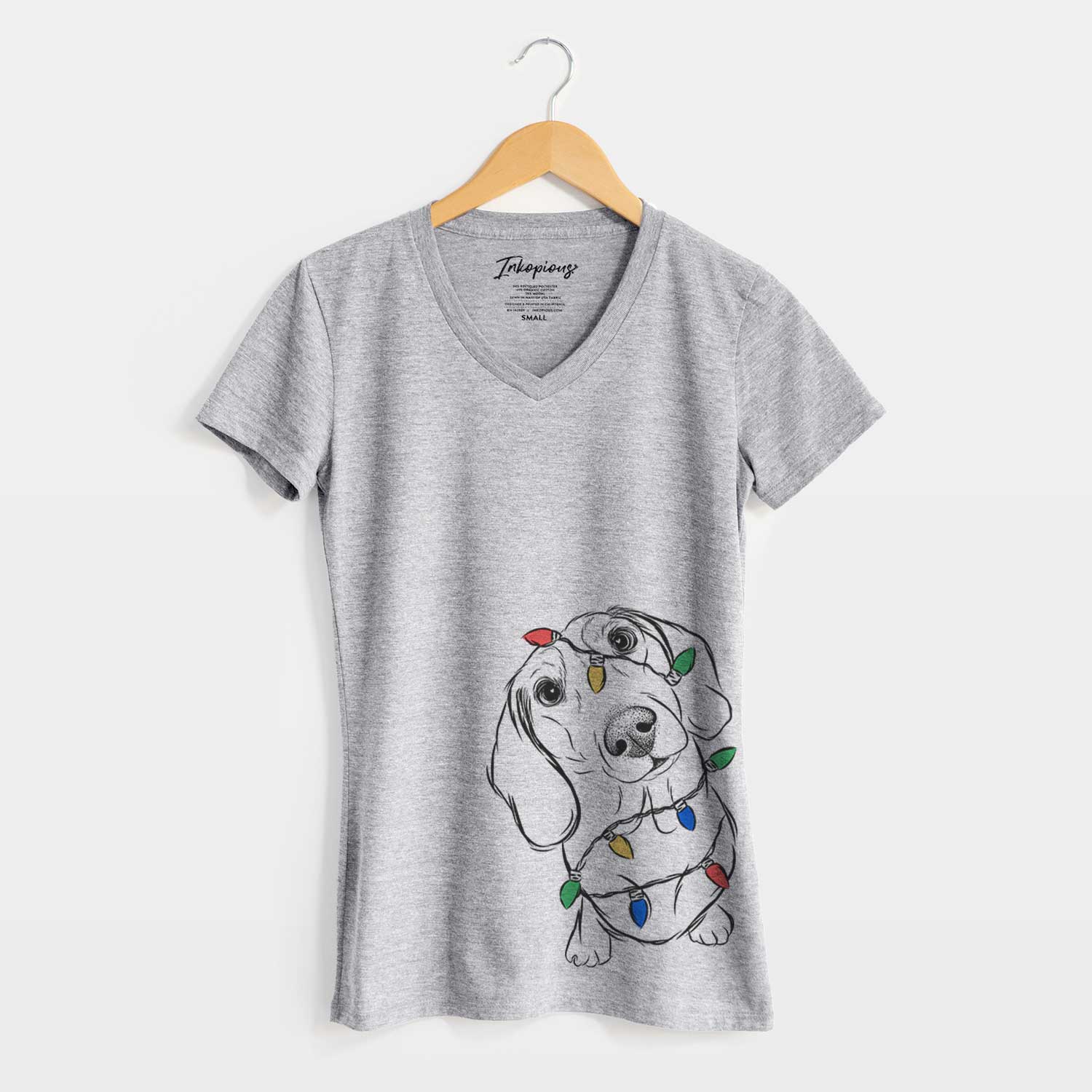 Christmas Lights Bill the Dachshund - Women's V-neck Shirt