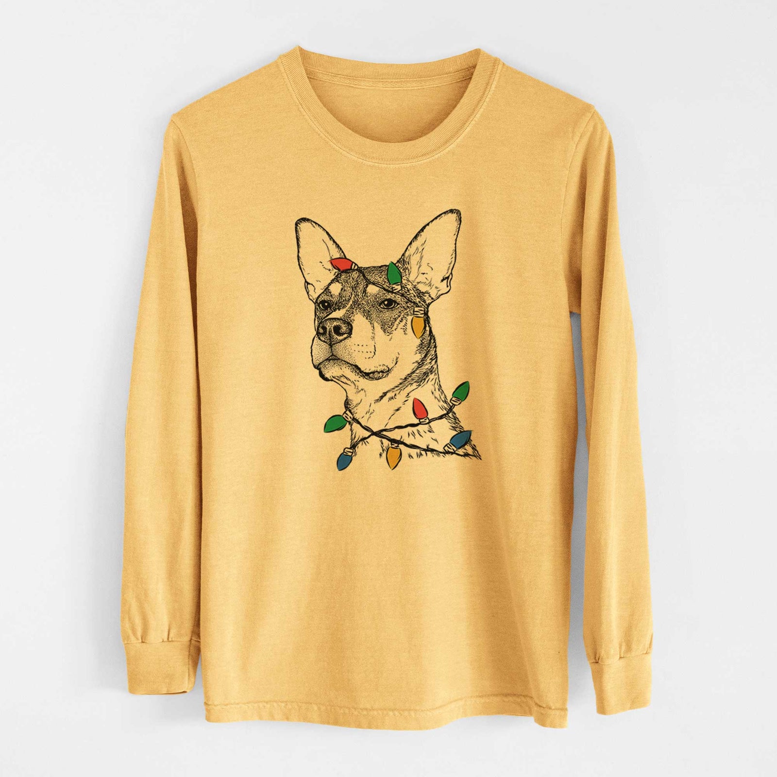 Christmas Lights Bill the Heeler Mix - Heavyweight 100% Cotton Long Sleeve