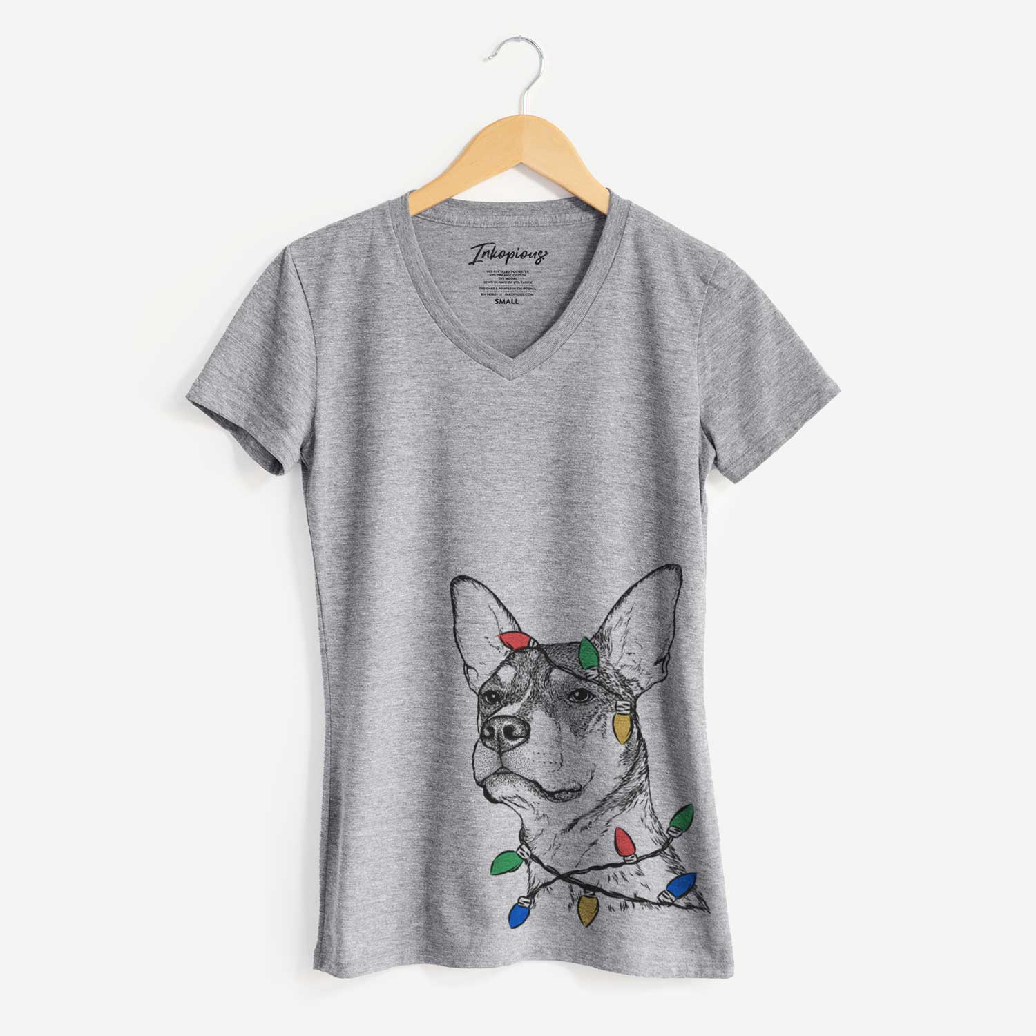 Christmas Lights Bill the Heeler Mix - Women's V-neck Shirt