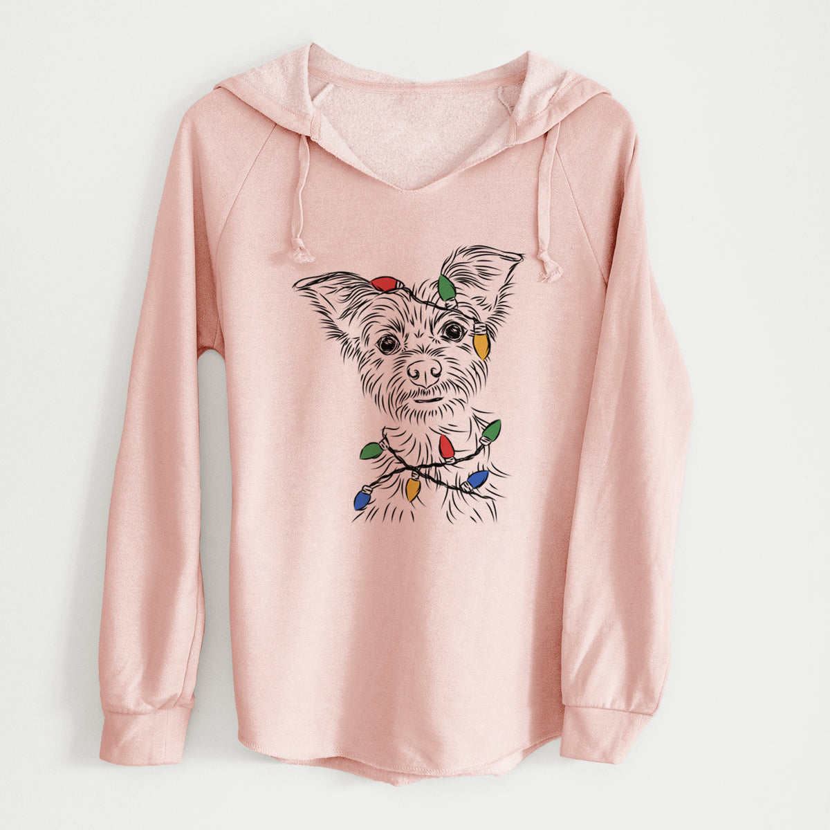 Christmas Lights Bingo the Yorkshire Terrier - Cali Wave Hooded Sweatshirt