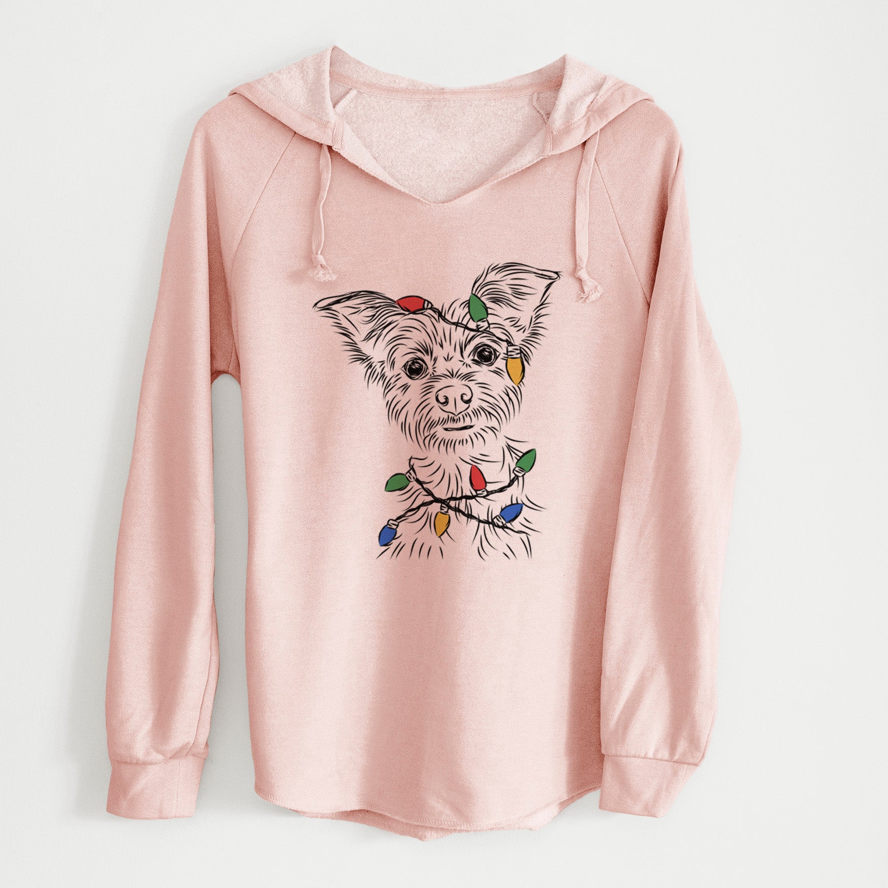 Christmas Lights Bingo the Yorkshire Terrier - Cali Wave Hooded Sweatshirt